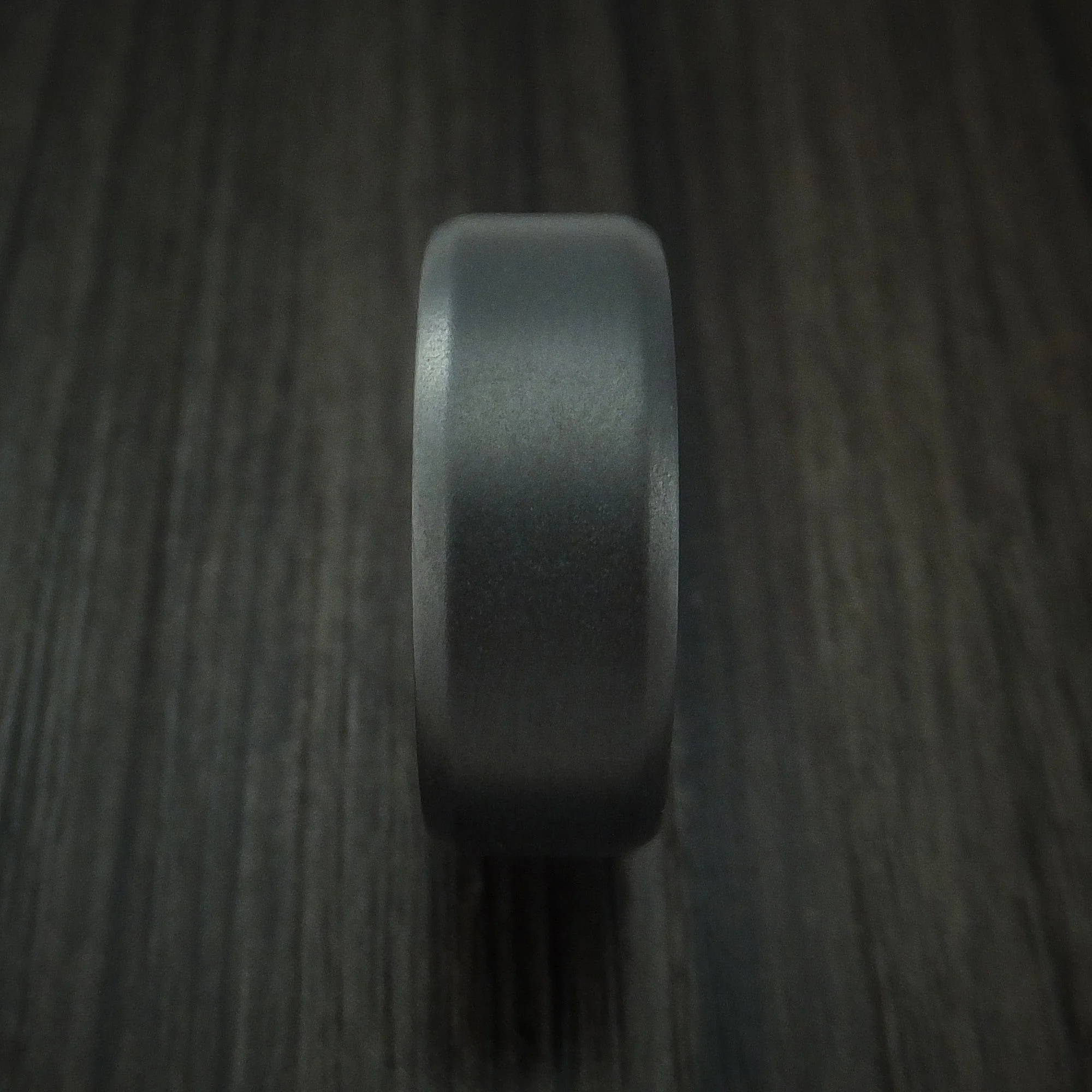 Black Titanium or Black Zirconium Custom Men's Ring and Red Heart Wood Sleeve - Image 3