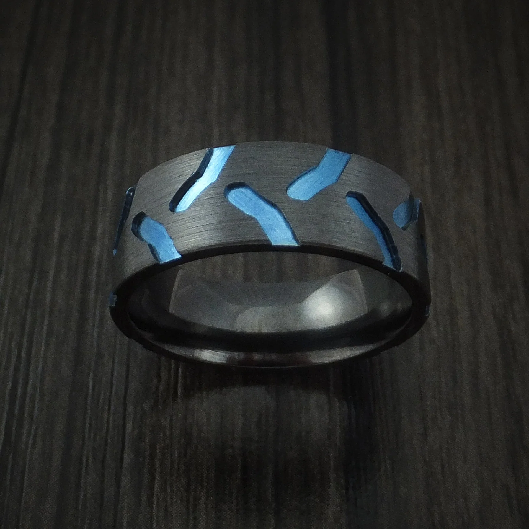 Black Titanium Anodized Tractor Tire Tread Men's Ring Custom Made Band - Image 2