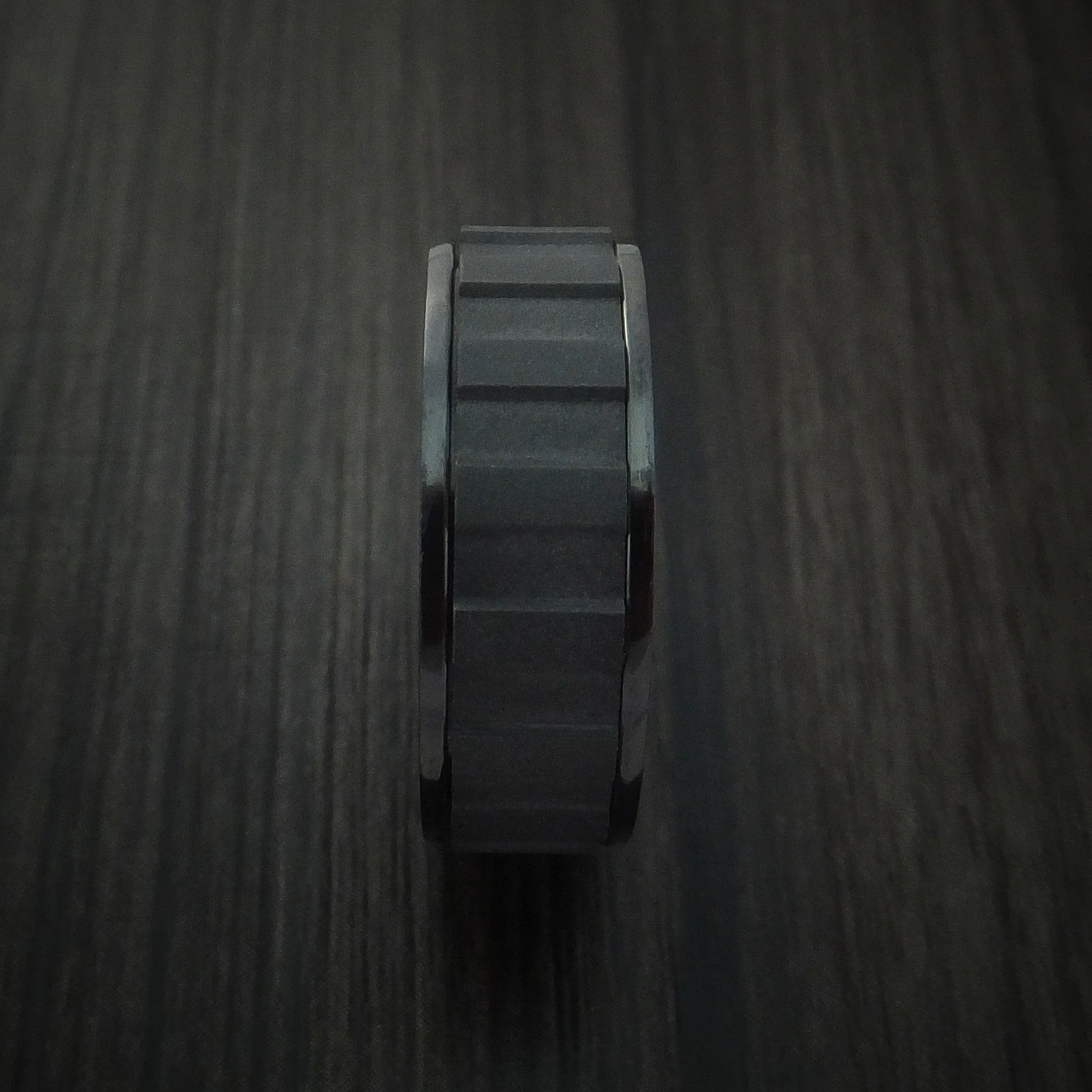 Black Titanium or Black Zirconium Custom Men's Ring with a Gear Shaped Spinner - Image 4