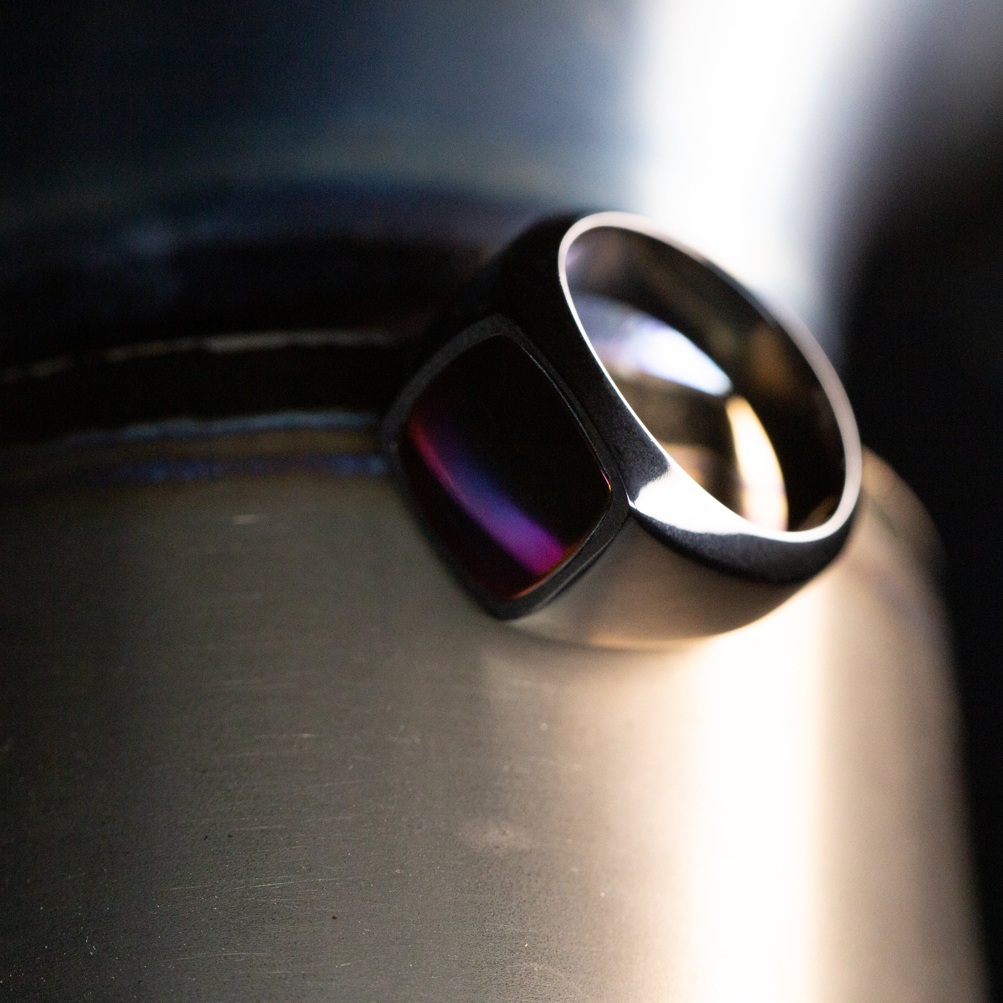 Black Titanium Signet Ring with Supercar Ron Authentic Hypercar Exhaust Inlay - Image 9