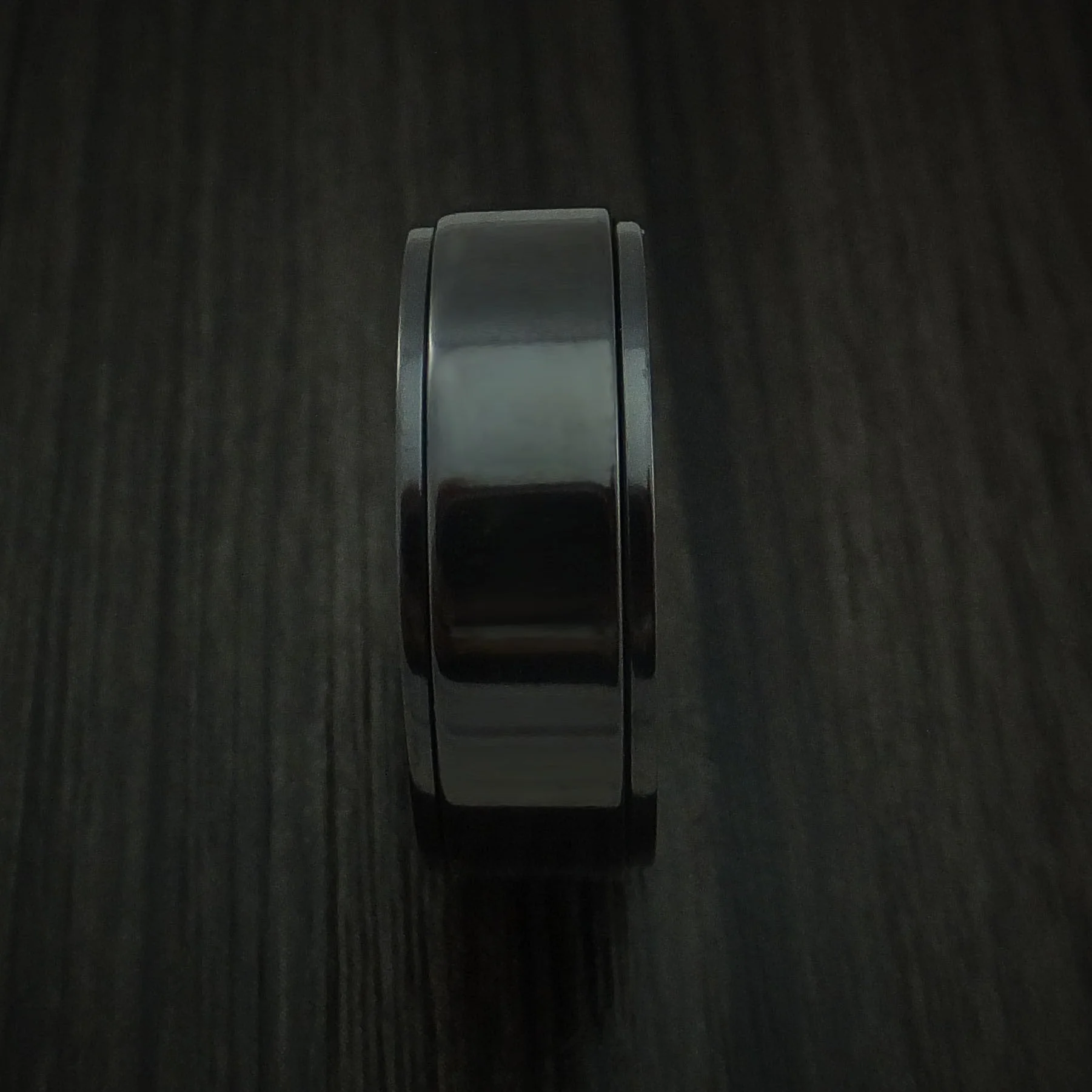 Black Titanium Spinner Men's Ring with Anodized Interior Custom Made Band - Image 3