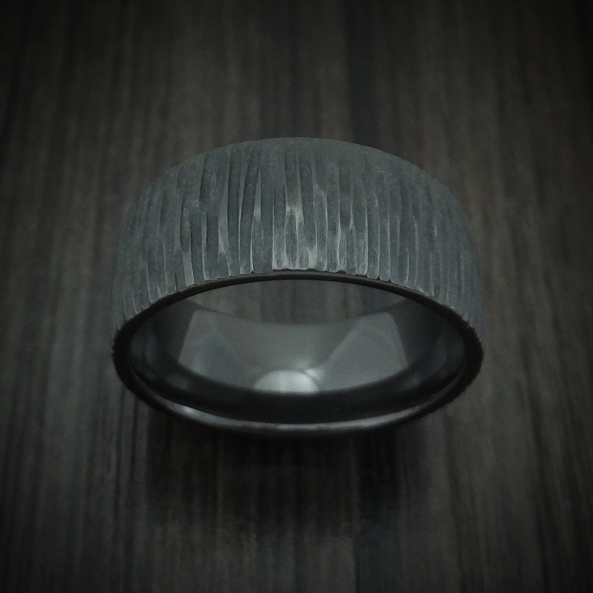 Black Titanium Tree Bark Finish Men's Ring Custom Made - Image 2