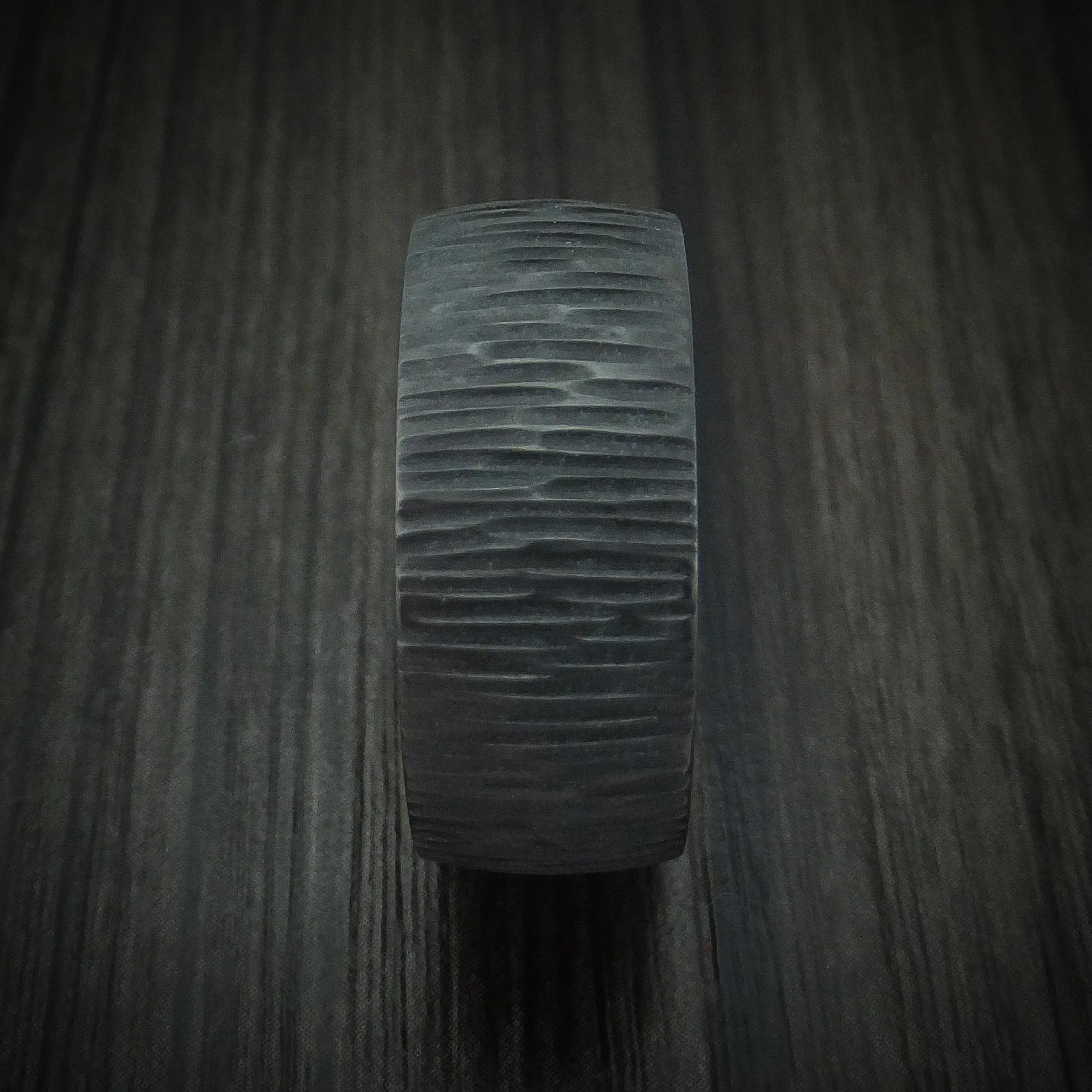 Black Titanium Tree Bark Finish Men's Ring Custom Made - Image 3