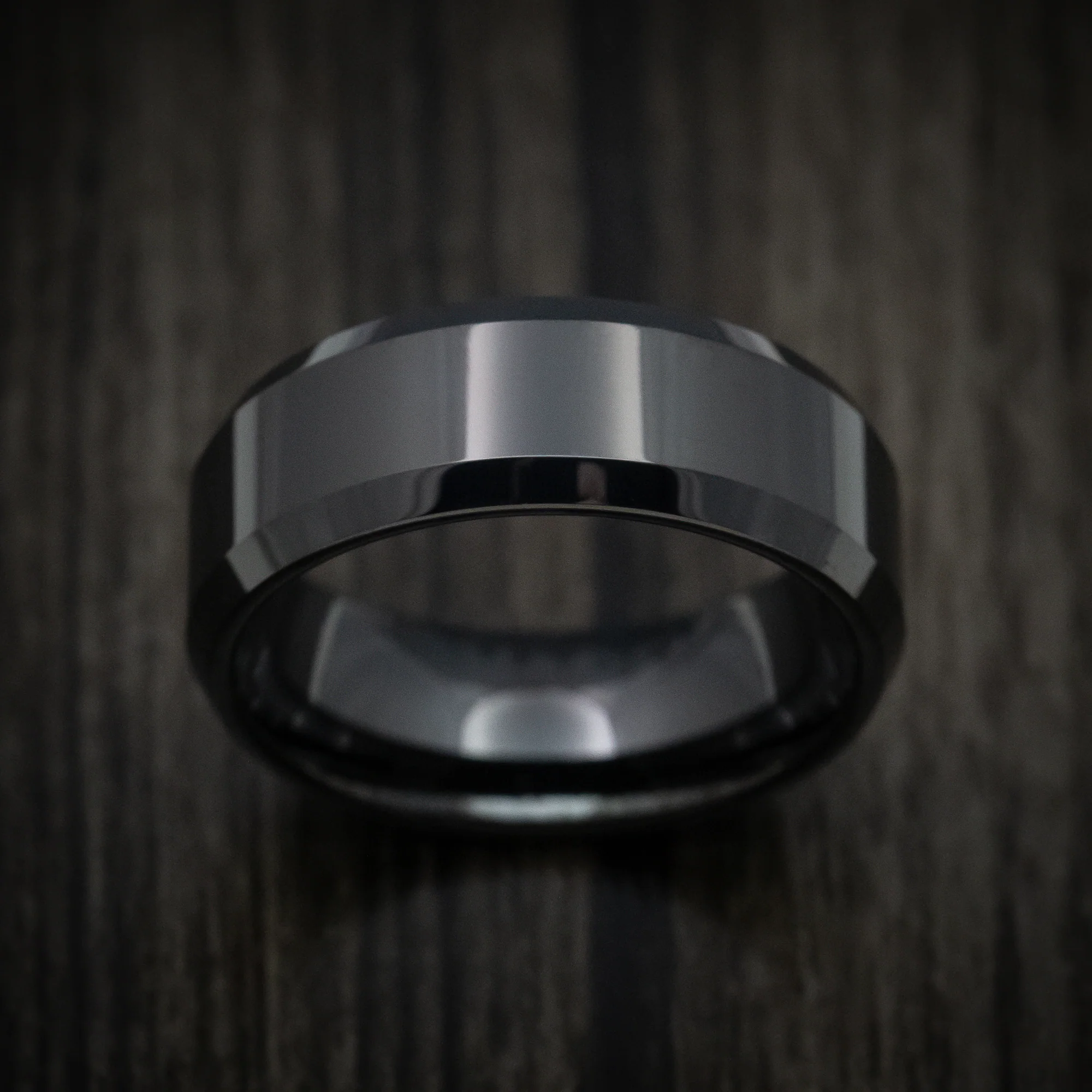 Black Tungsten Beveled Men's Ring - Image 2
