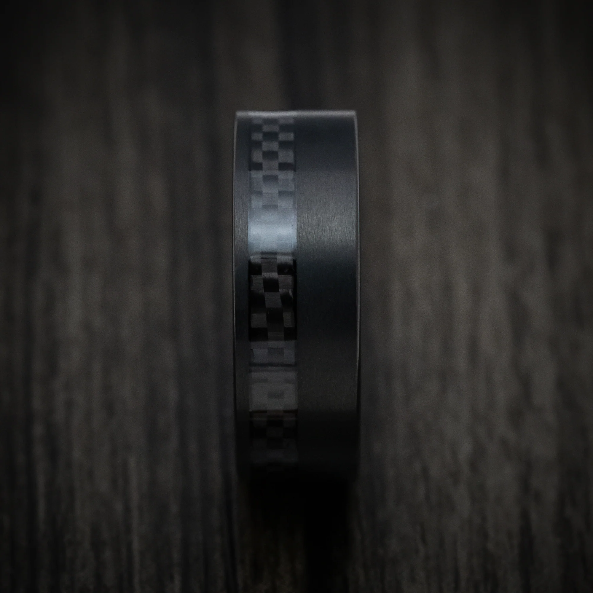 Black Tungsten Men's Ring with Black Carbon Fiber Inlay Band - Image 3