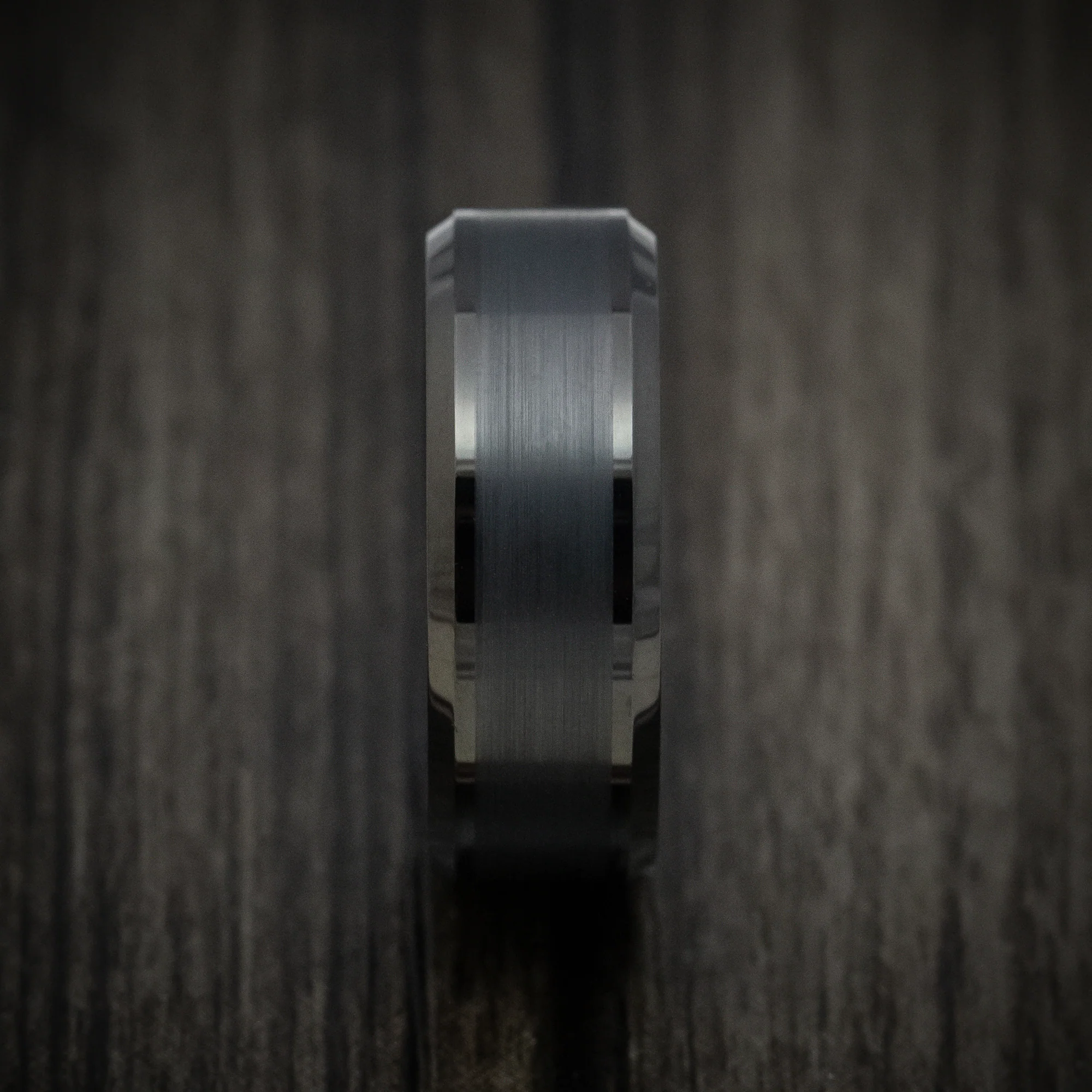 Black Tungsten Men's Ring with Satin Finish Band - Image 3
