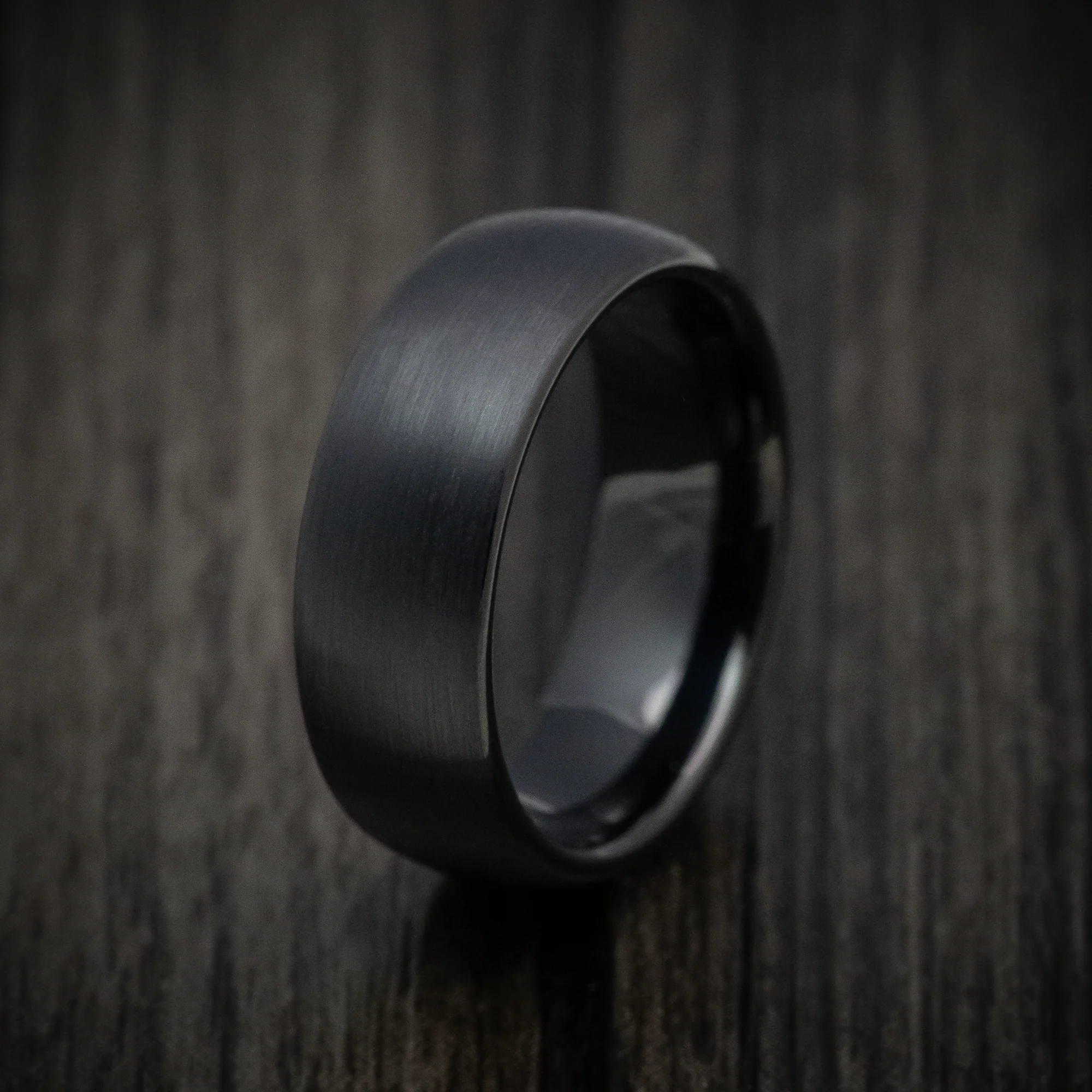 Black Tungsten Men's Ring with Satin Finish Band - Image 4