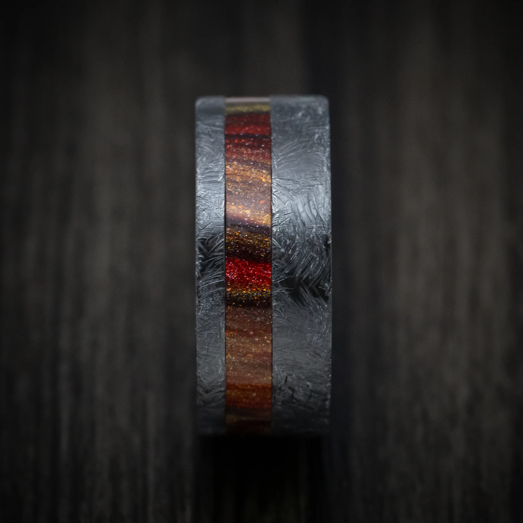 Black Zirconium and DiamondCast Inlay Men's Ring Custom Made - Image 3