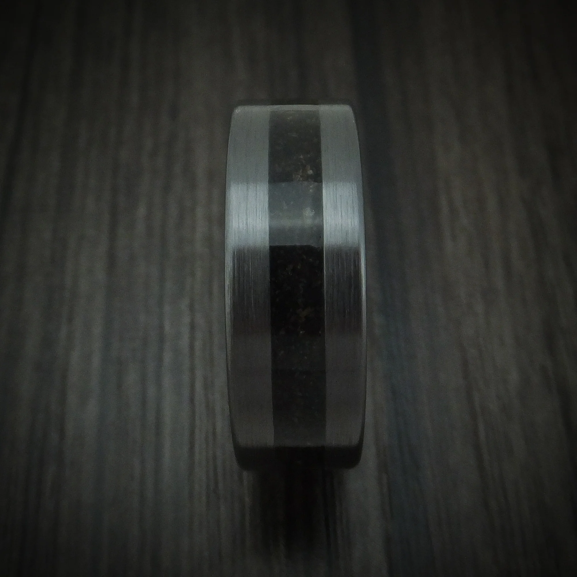 Black Zirconium and Dino Bone Men's Ring Custom Made - Image 3