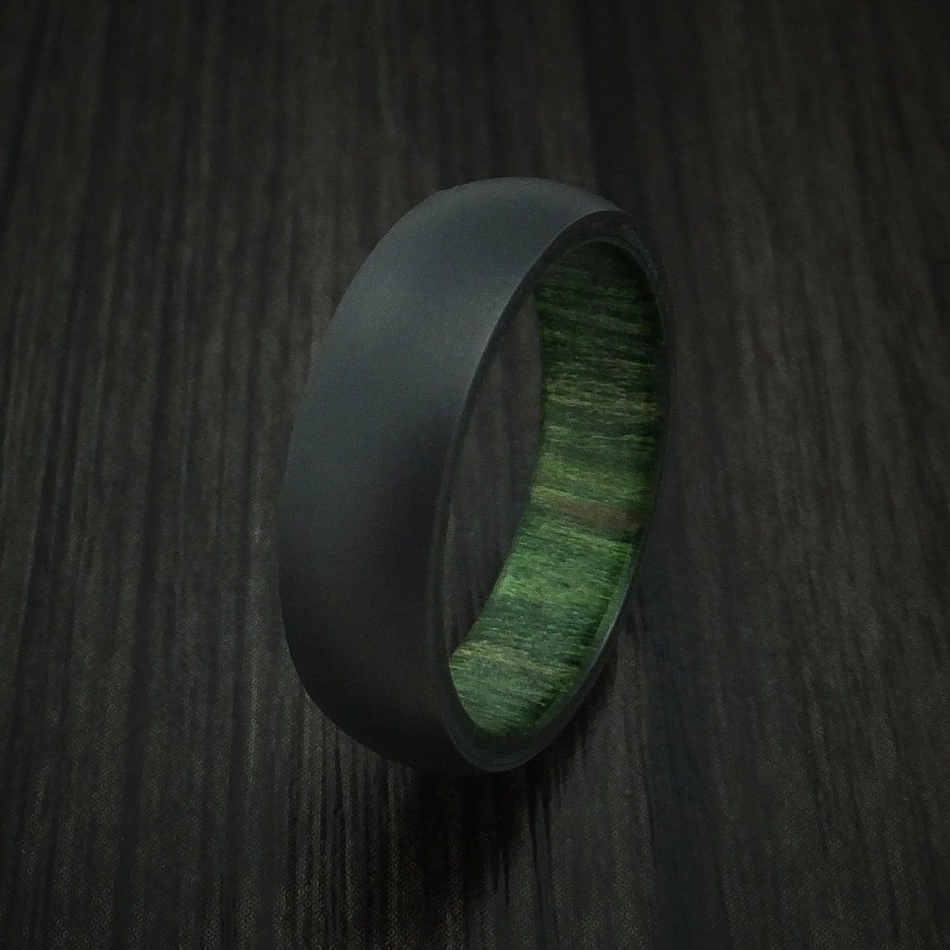 Black Zirconium and Hardwood Sleeve Men's Ring Custom Made - Image 4
