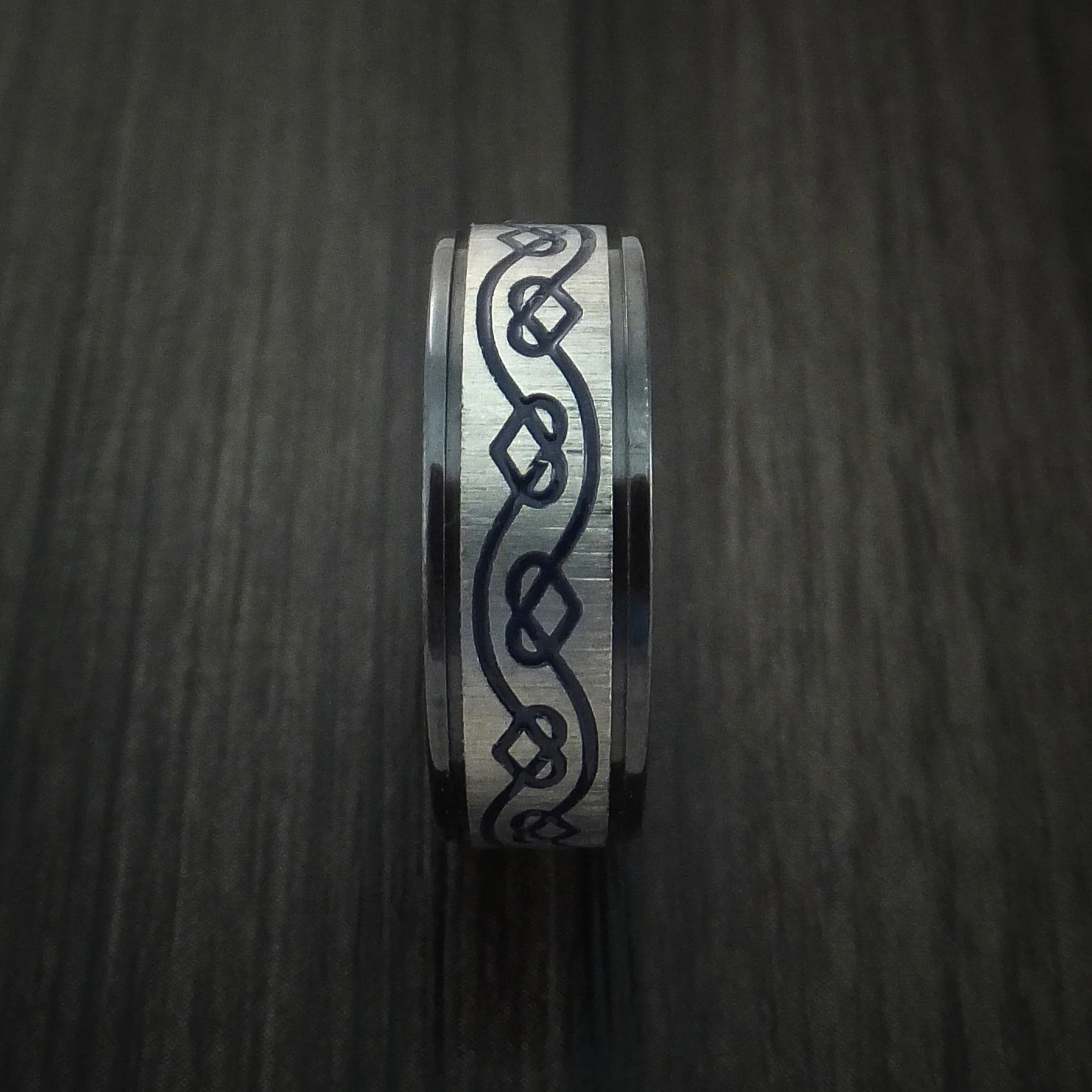 Black Zirconium Celtic Heart Men's Ring Irish Knot Design Band - Image 3