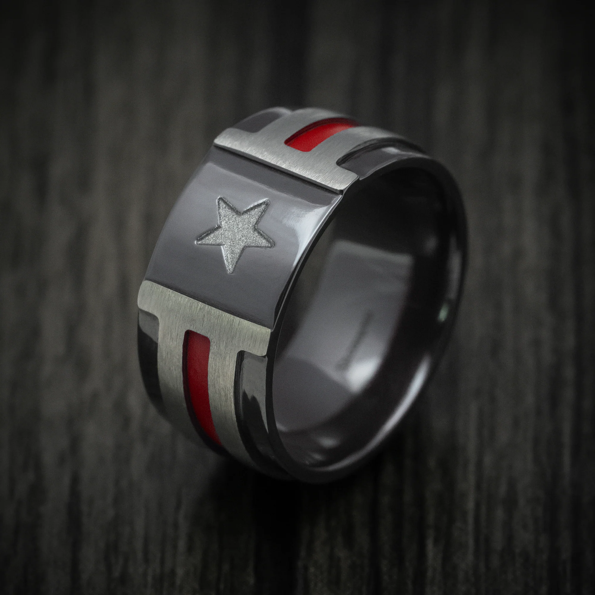 Black Zirconium Hero Men's Ring Custom Made Band - Image 5