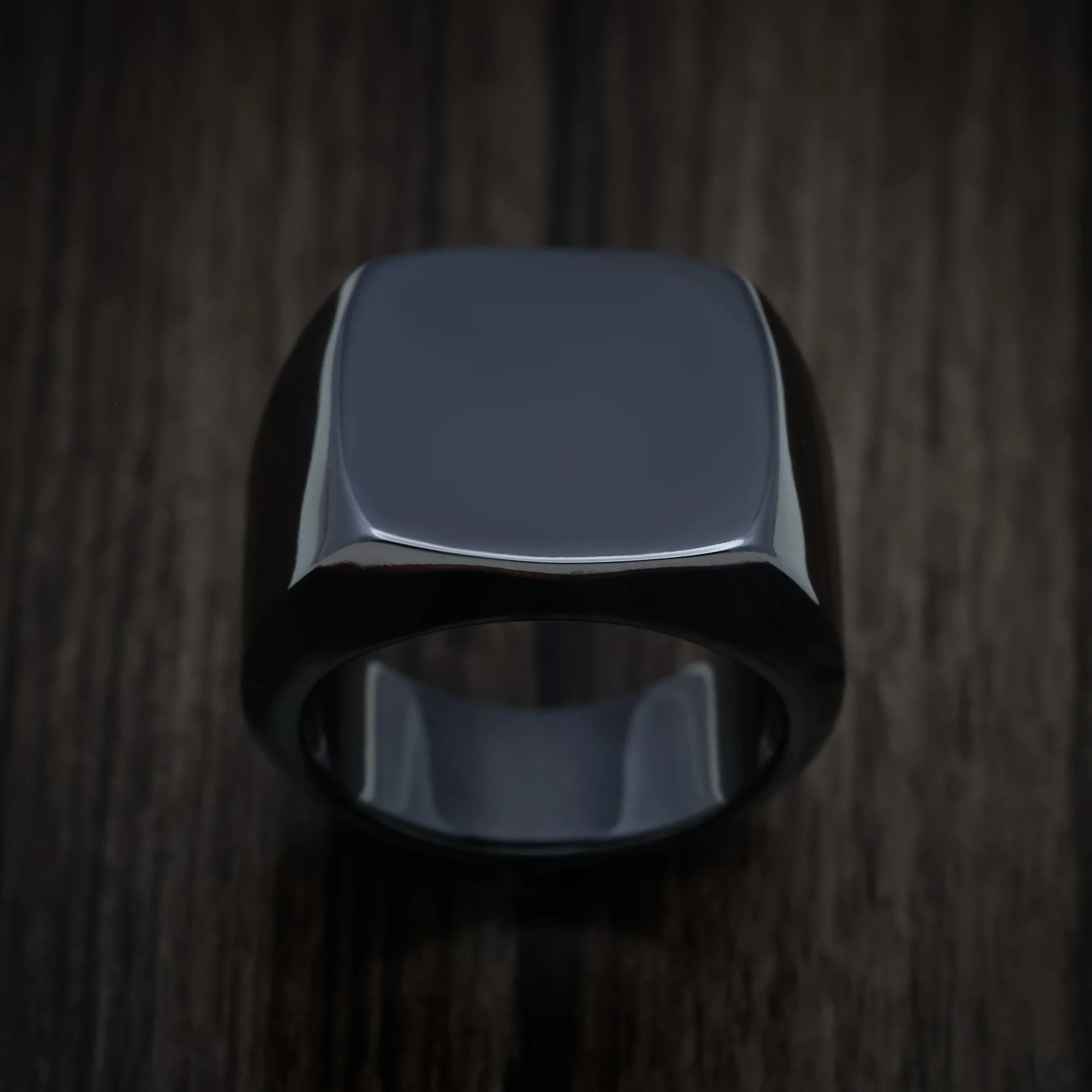 Black Zirconium Large Signet Ring - Image 2