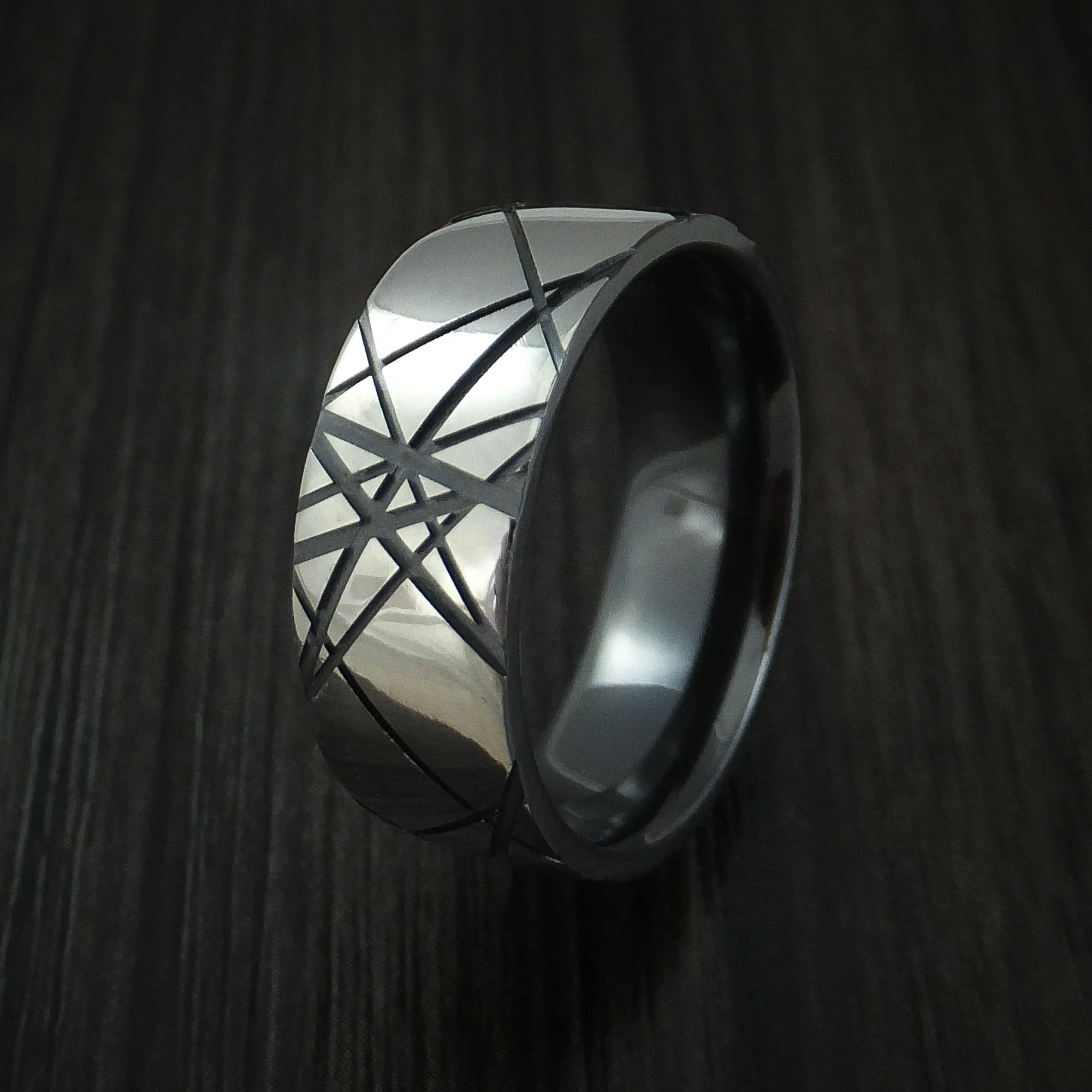 Black Zirconium Retro Rocker Pattern Custom Made Men's Band - Image 4