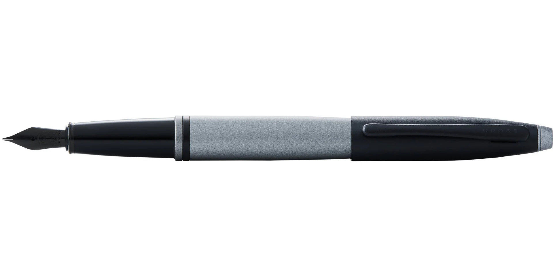 Calais™ Matte Gray and Black Lacquer Stainless Steel Fine Nib Fountain Pen - Image 3