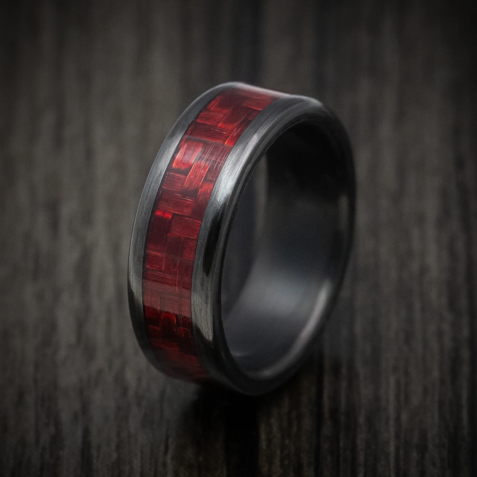 Carbon Fiber and Red Carbon Fiber Men's Ring - Image 4