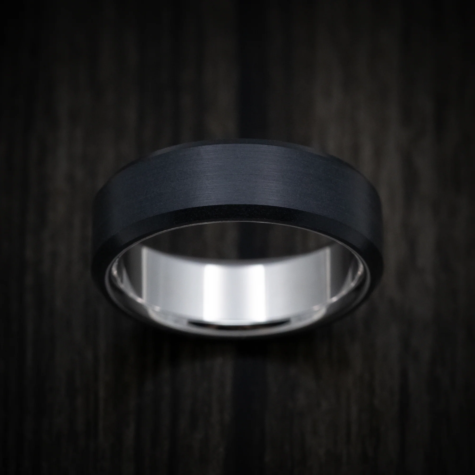 Carbon Fiber Men's Ring with 14K Gold Sleeve - Image 2