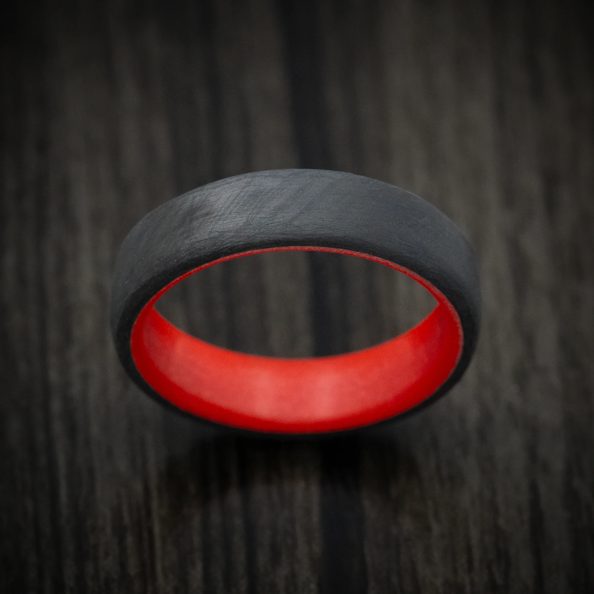 Carbon Fiber Men's Ring with Red Glow Sleeve - Image 2