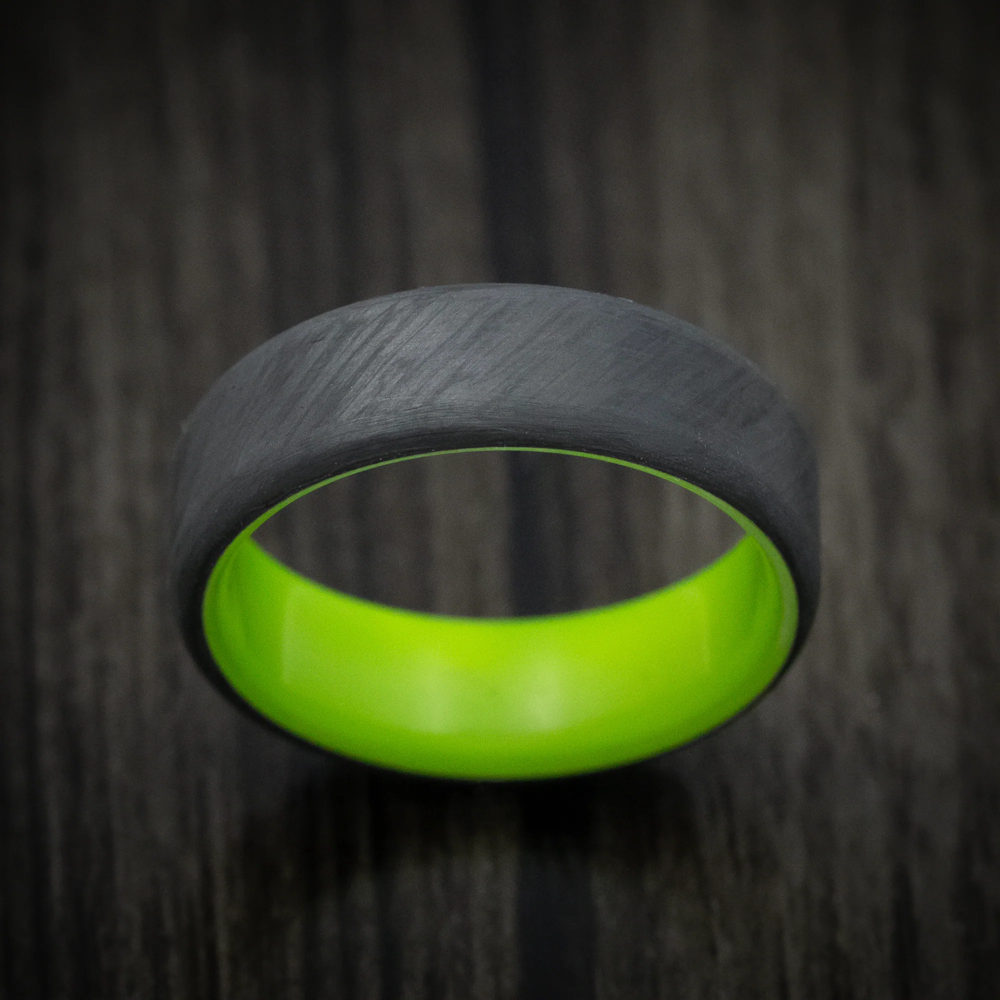 Carbon Fiber Men's Ring with Yellow Glow Sleeve - Image 2