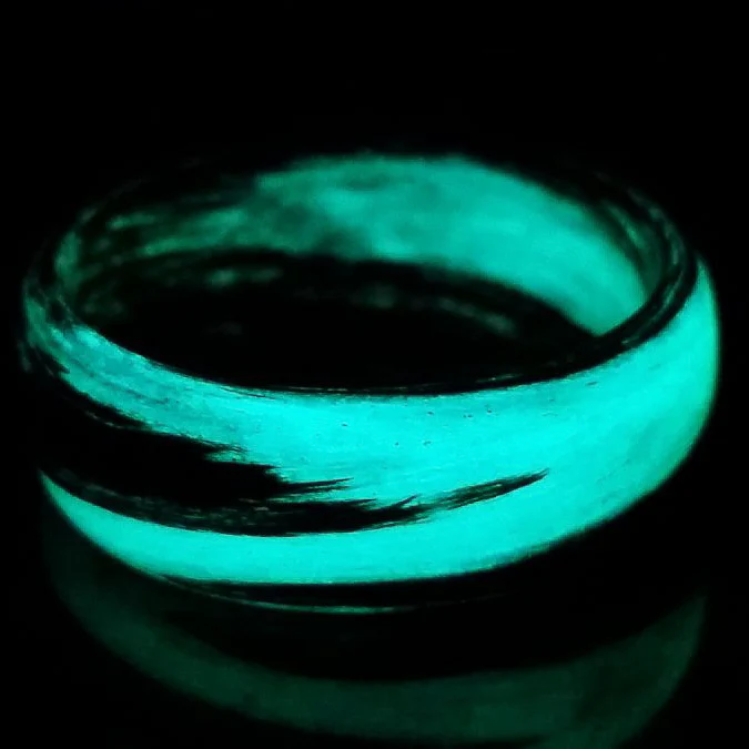 Carbon Fiber Men's Ring with Teal Glow Marbled Design - Image 5