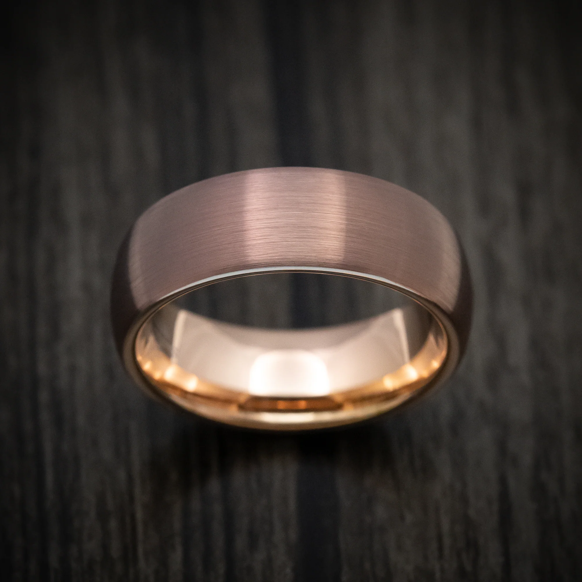 Chocolate Tungsten Men's Ring with Golden Tungsten Sleeve - Image 2