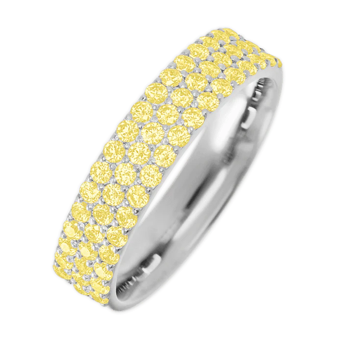 Clarissa Style 10k White Gold Ring / Half Eternity .825 TCW of Light Yellow Sapphires / Size 5.25 - Image 2