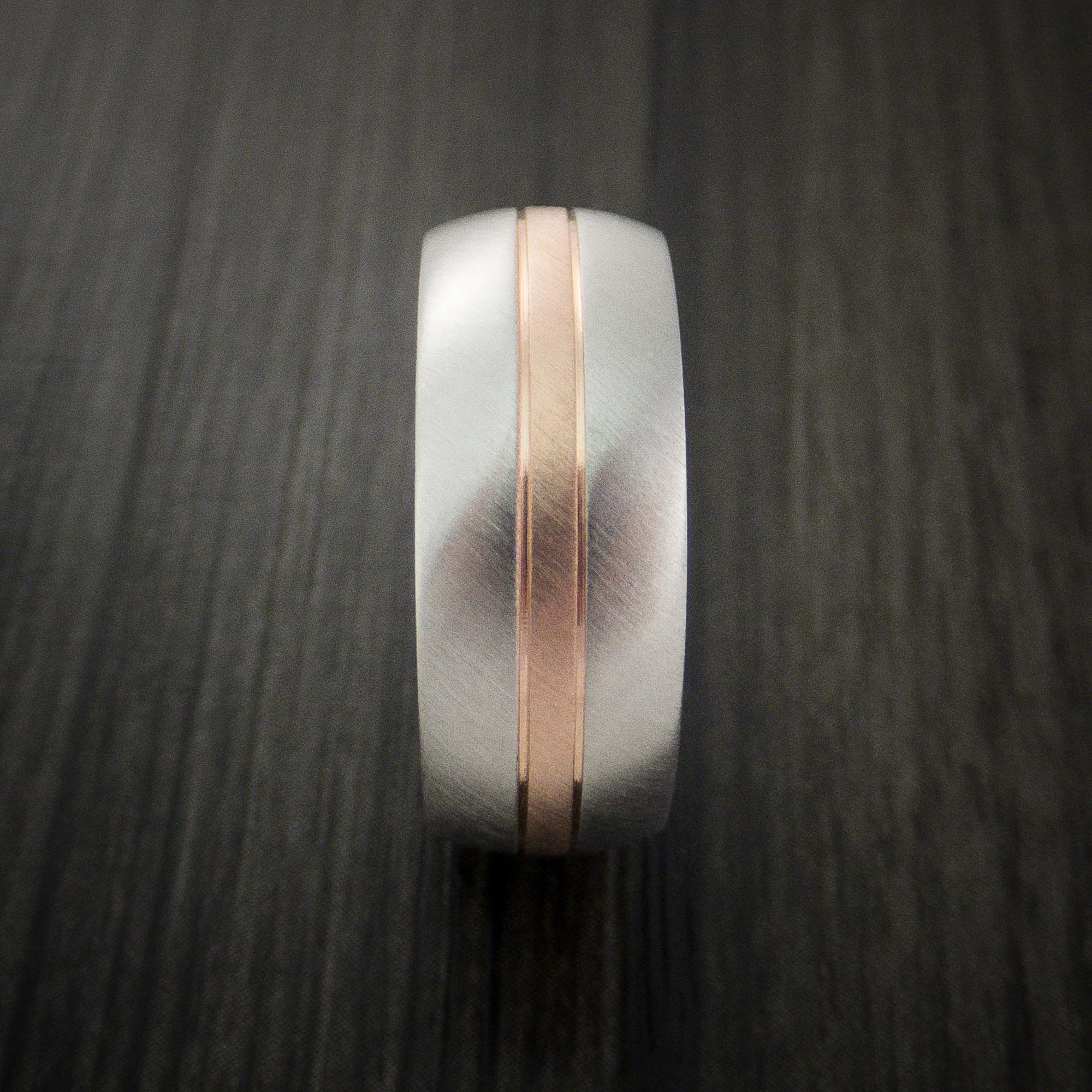 Cobalt Chrome and 14K Rose Gold Wedding Band Engagement Men's Ring - Image 4
