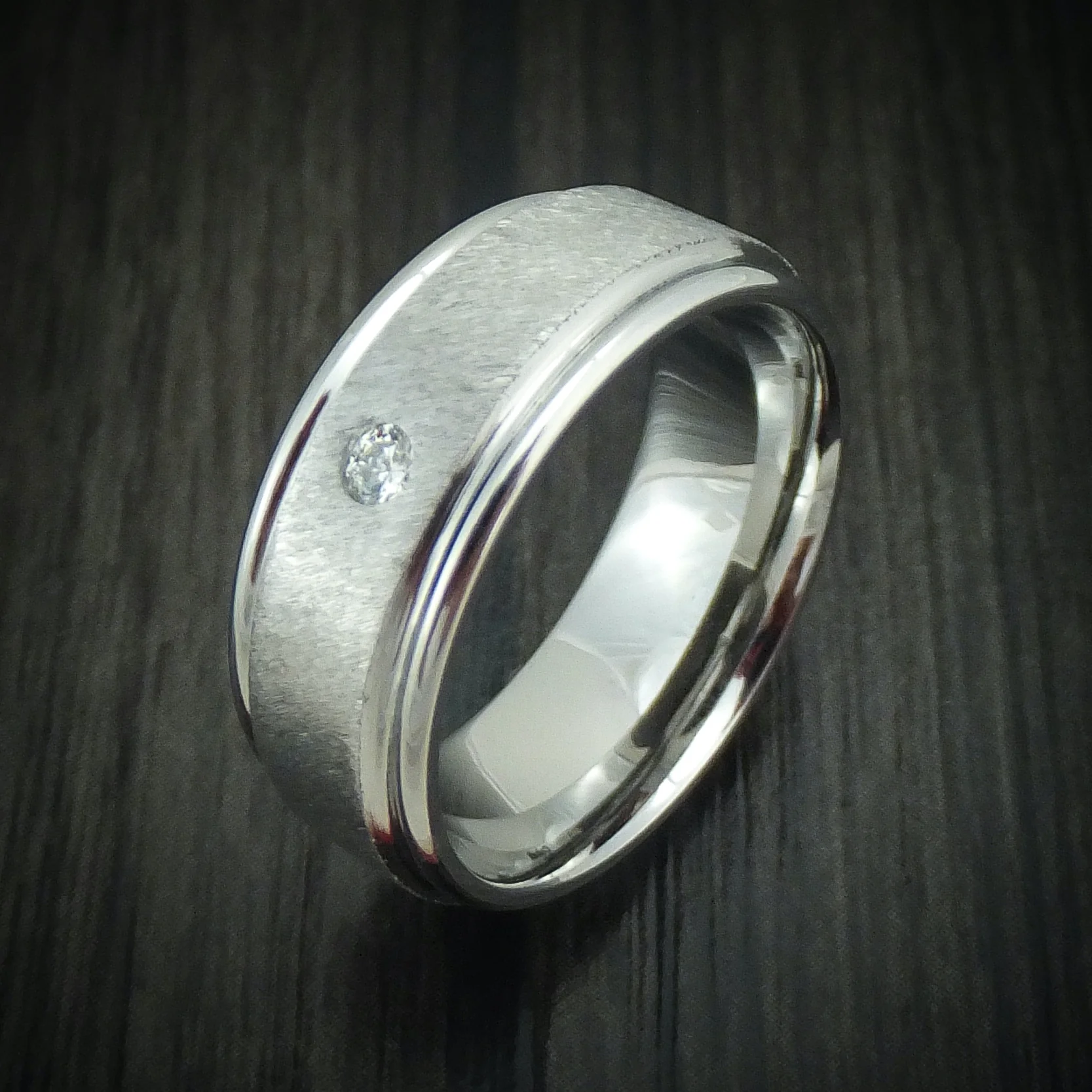 Cobalt Chrome and Diamond Men's Ring Custom Made Band - Image 4