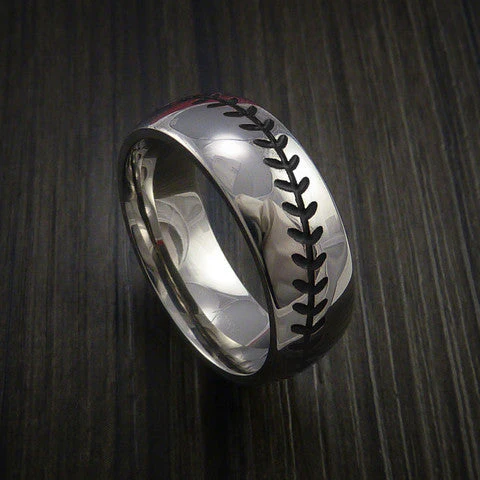 Cobalt Chrome Baseball Ring with Polish Finish - Image 2