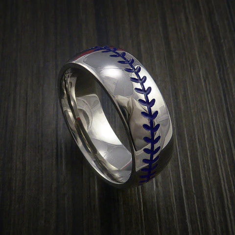 Cobalt Chrome Baseball Ring with Polish Finish - Image 4