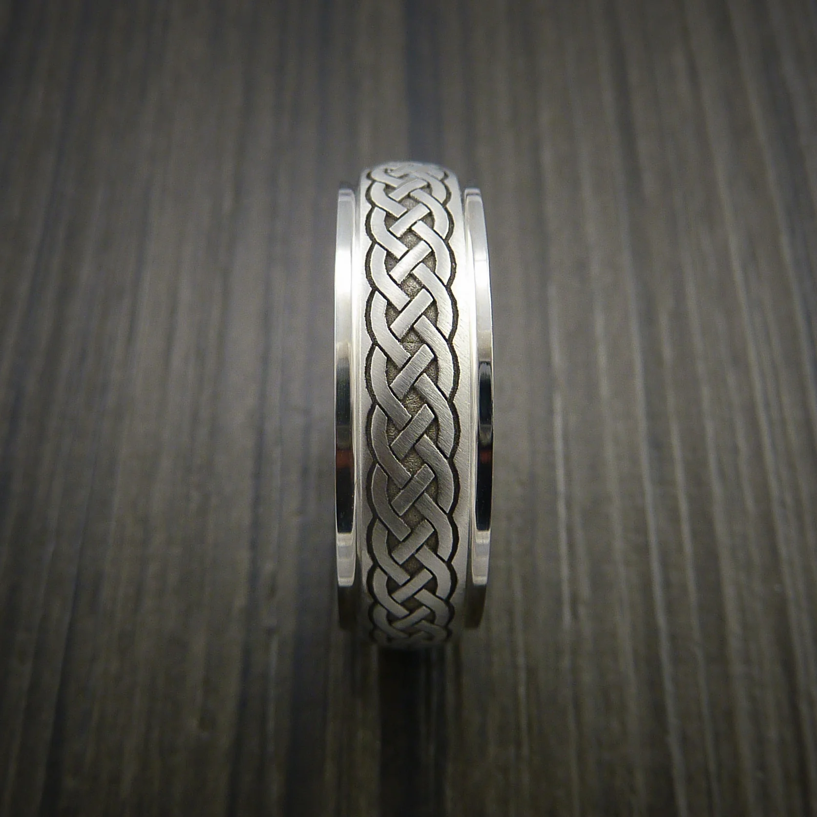 Cobalt Chrome Celtic Band Irish Knot Men's Ring Carved Pattern Design - Image 3