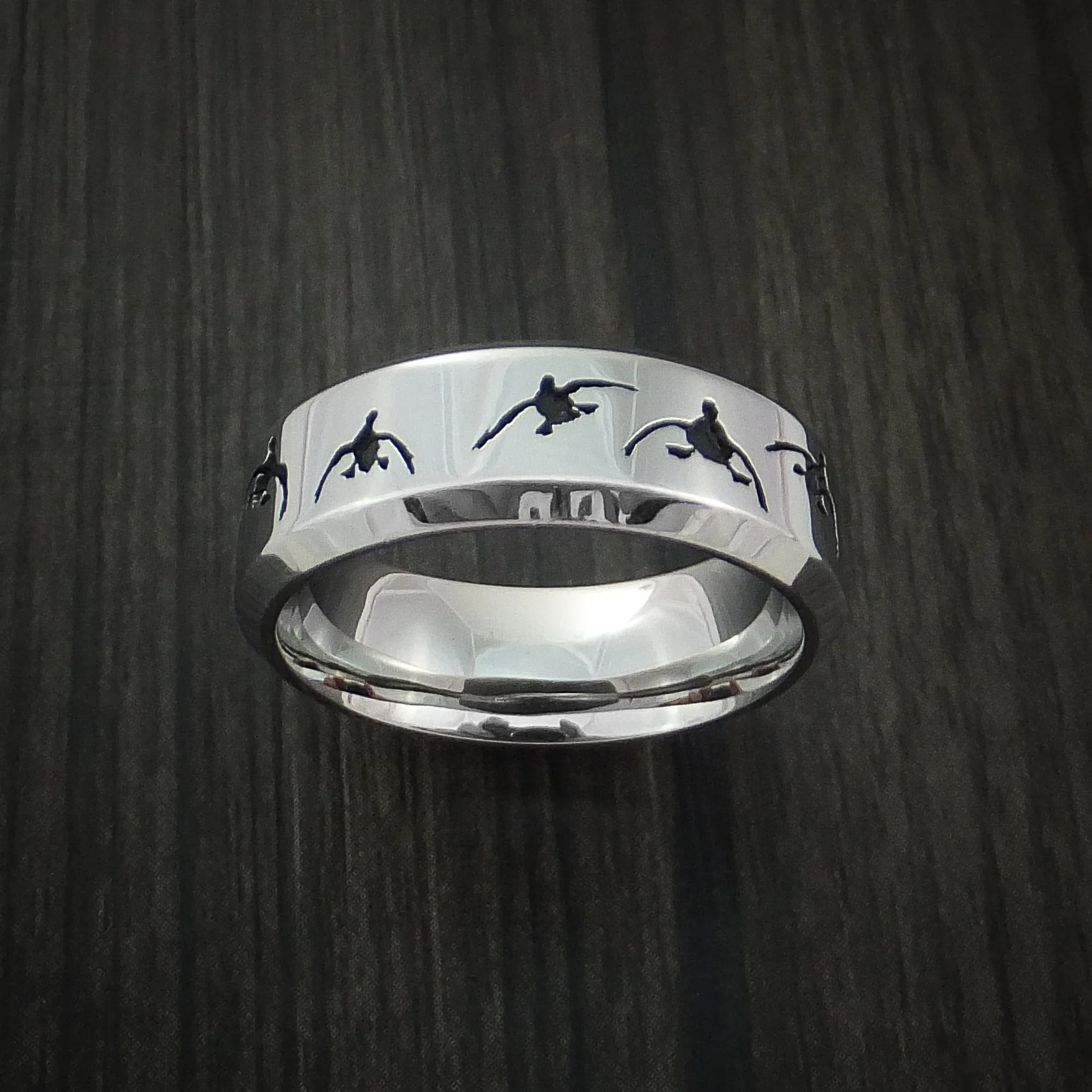 Cobalt Chrome Duck Hunter Men's Ring Custom Made Band - Image 2