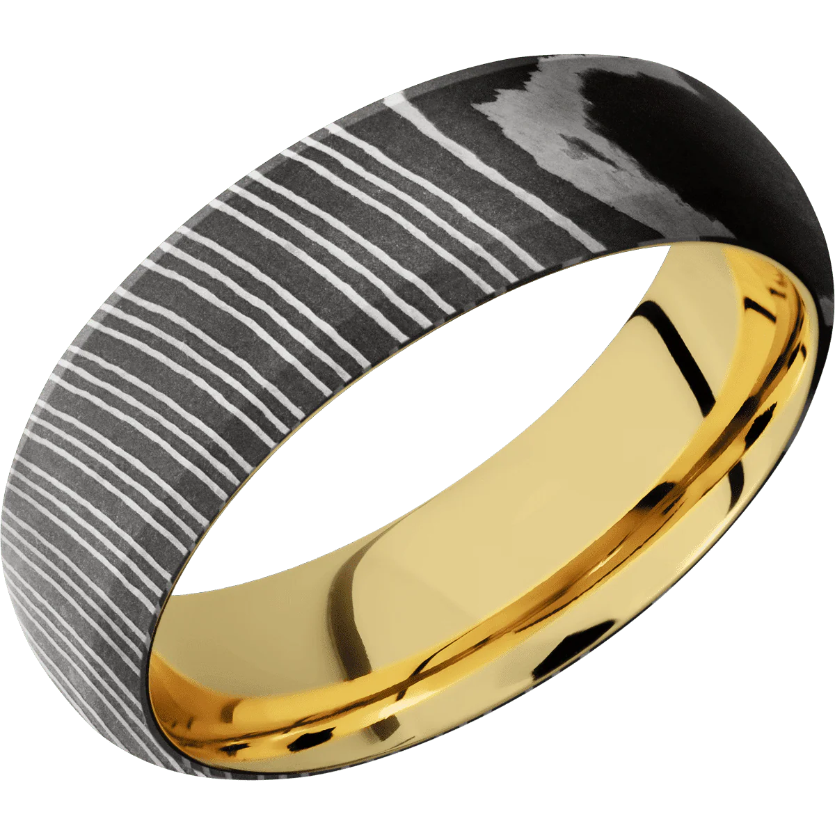 Damascus + Acid Finish + 14K Yellow Gold - Image 2
