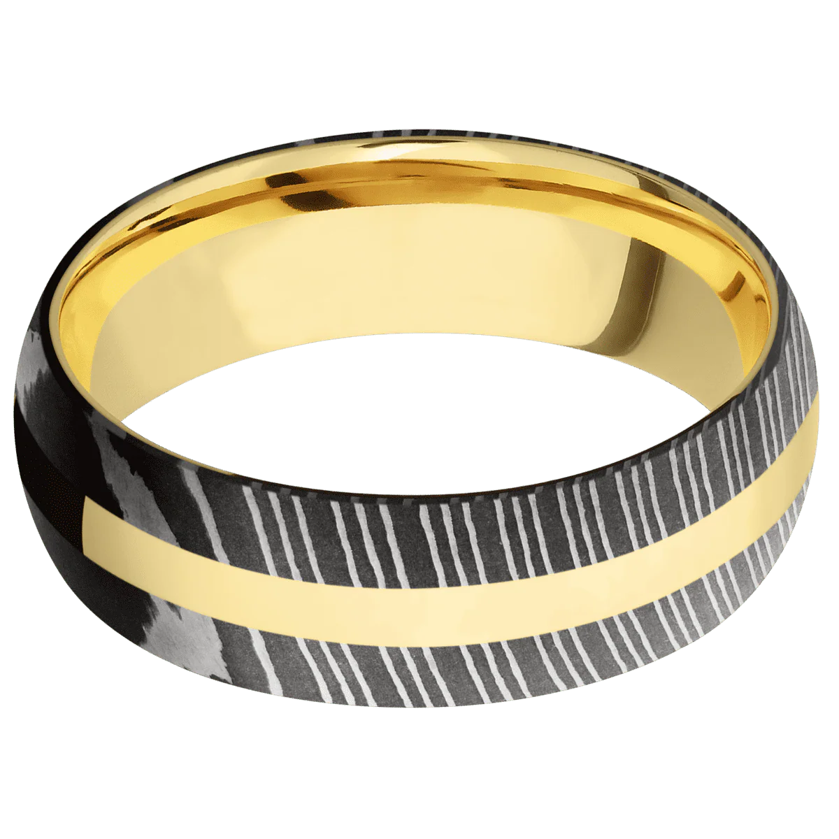 Damascus + Acid Finish + 18K Yellow Gold - Image 3