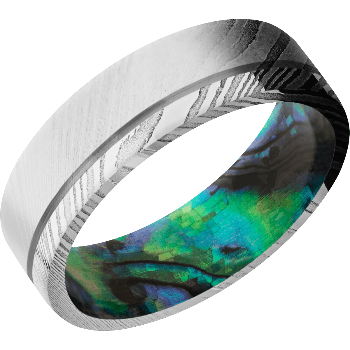 Damascus + Bead , Polish Finish + Abalone - Image 2