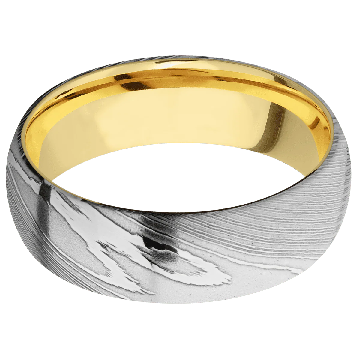 Damascus + Polish Finish + 14K Yellow Gold - Image 3