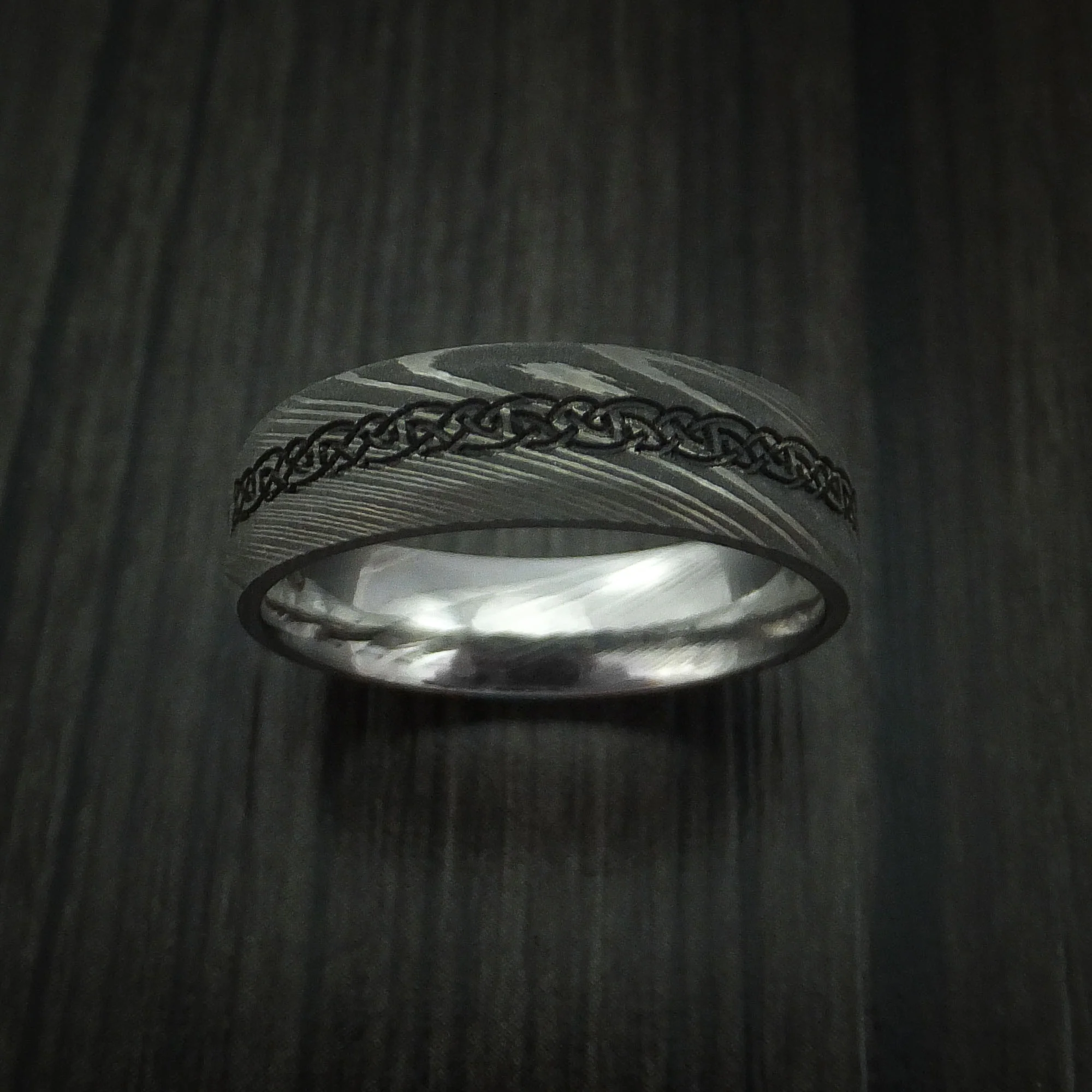 Damascus Steel Celtic Irish Cross Men's Ring - Image 2