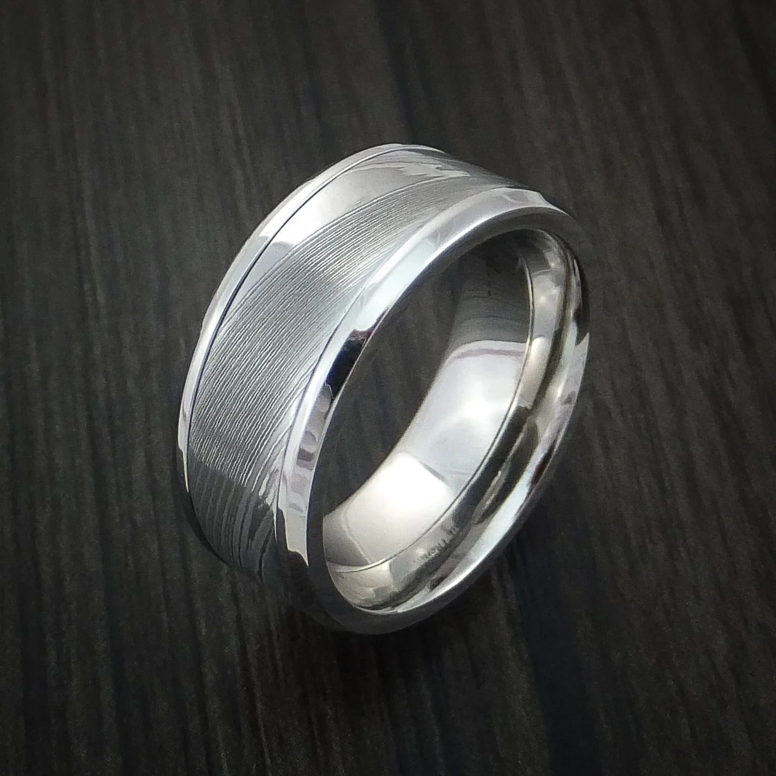Damascus Steel in Cobalt Chrome Wedding Men's Band Custom Made - Image 3