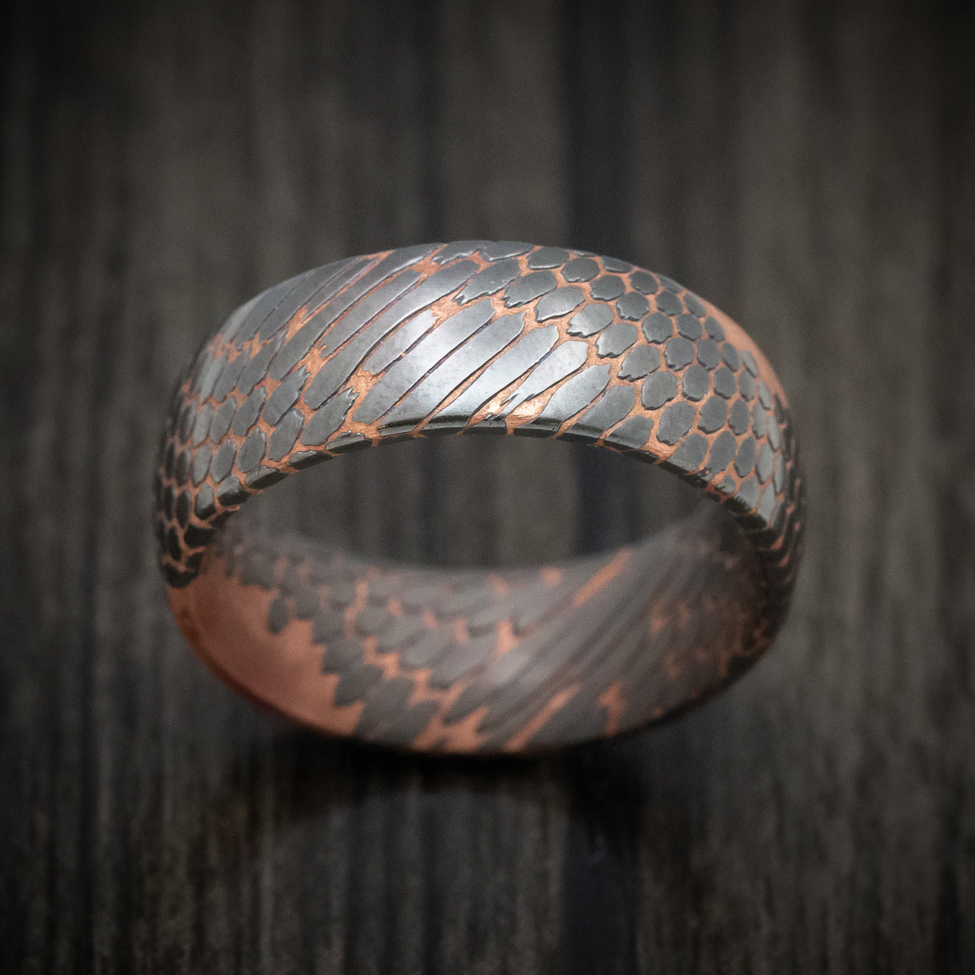 Darkened Superconductor Men's Ring Custom Made Titanium-Niobium And Copper Band - Image 2