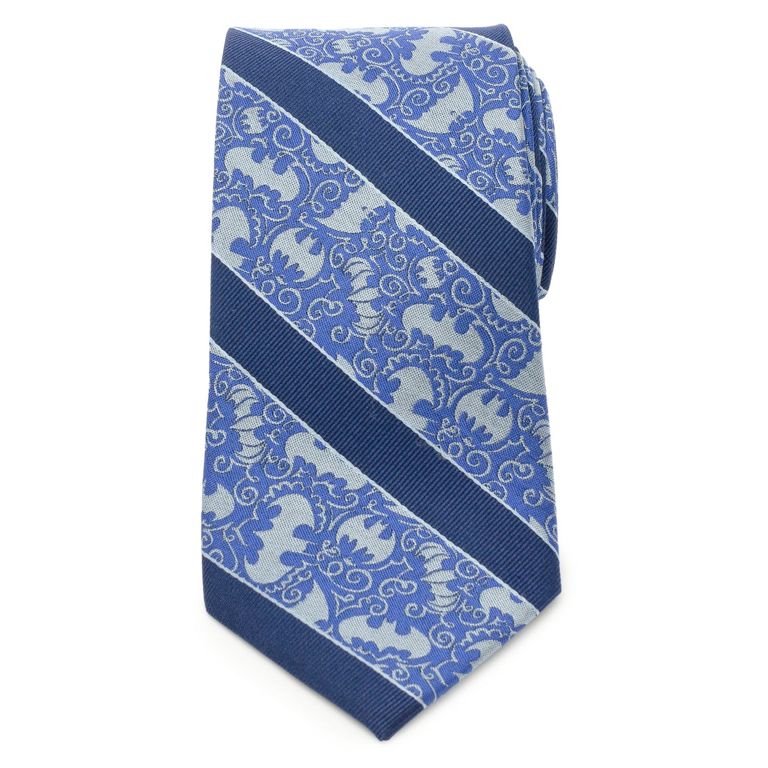 DC Batman Stripe Multi Emblem Blue Men's Tie - Image 3