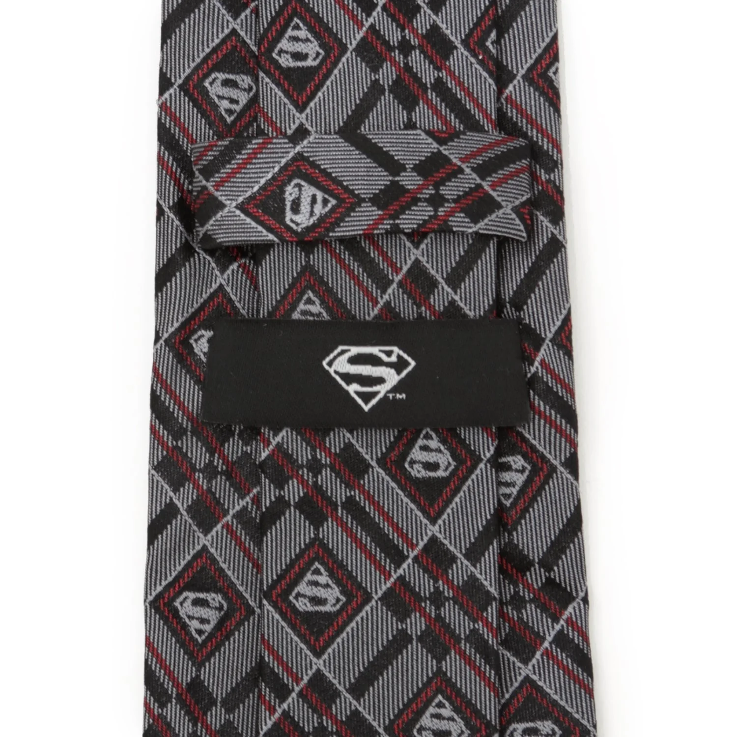 DC Superman Geometric Gray Silk Men's Tie - Image 4