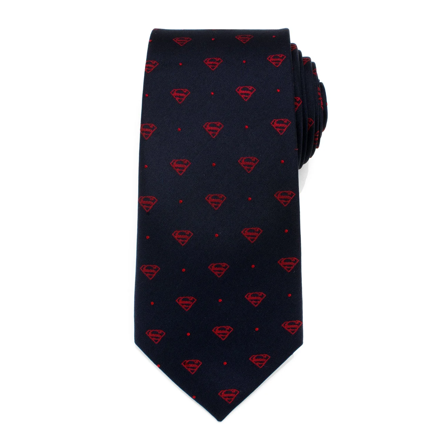 DC Superman Shield Navy and Red Dot Tie - Image 3
