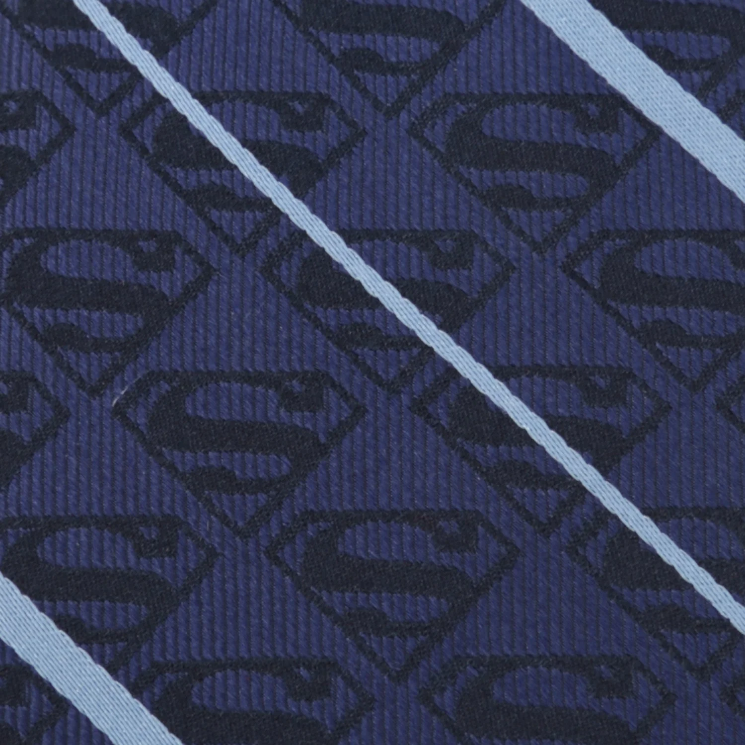 DC Superman Stripe Pattern Blue Silk Men's Tie - Image 5