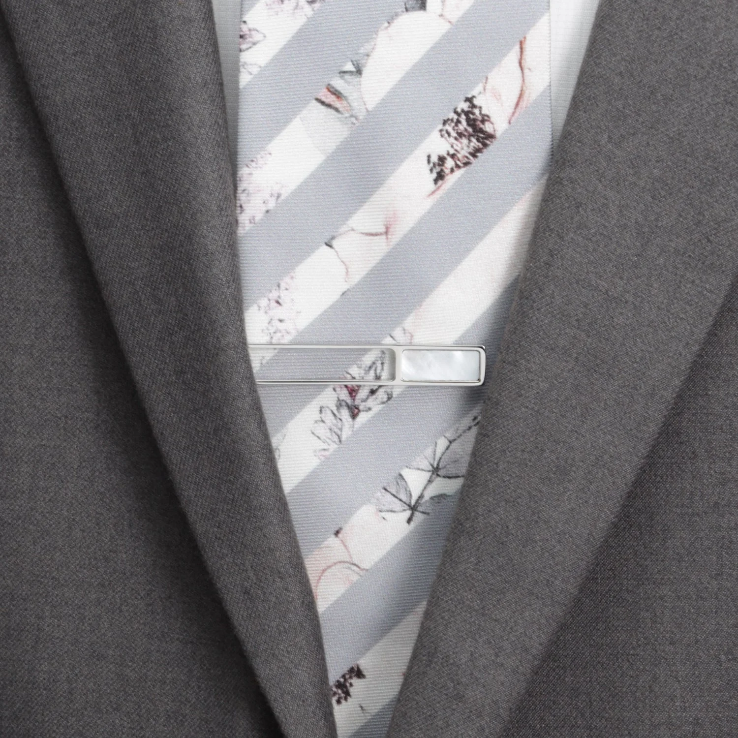 Die Cut Mother of Pearl Stainless Steel Tie Clip - Image 2