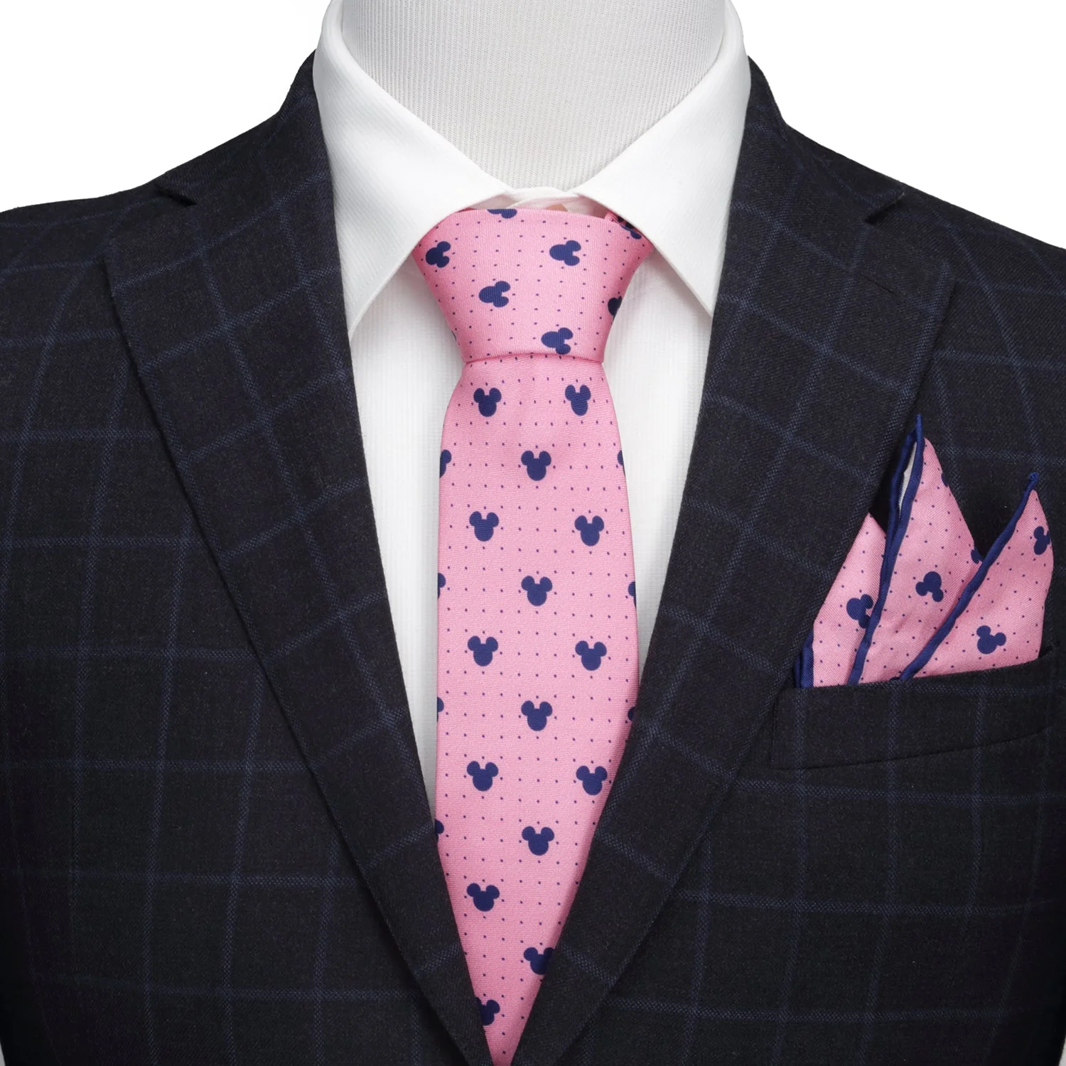 Disney Mickey Mouse Dot Pink Tie and Pocket Square Gift Set - Image 4