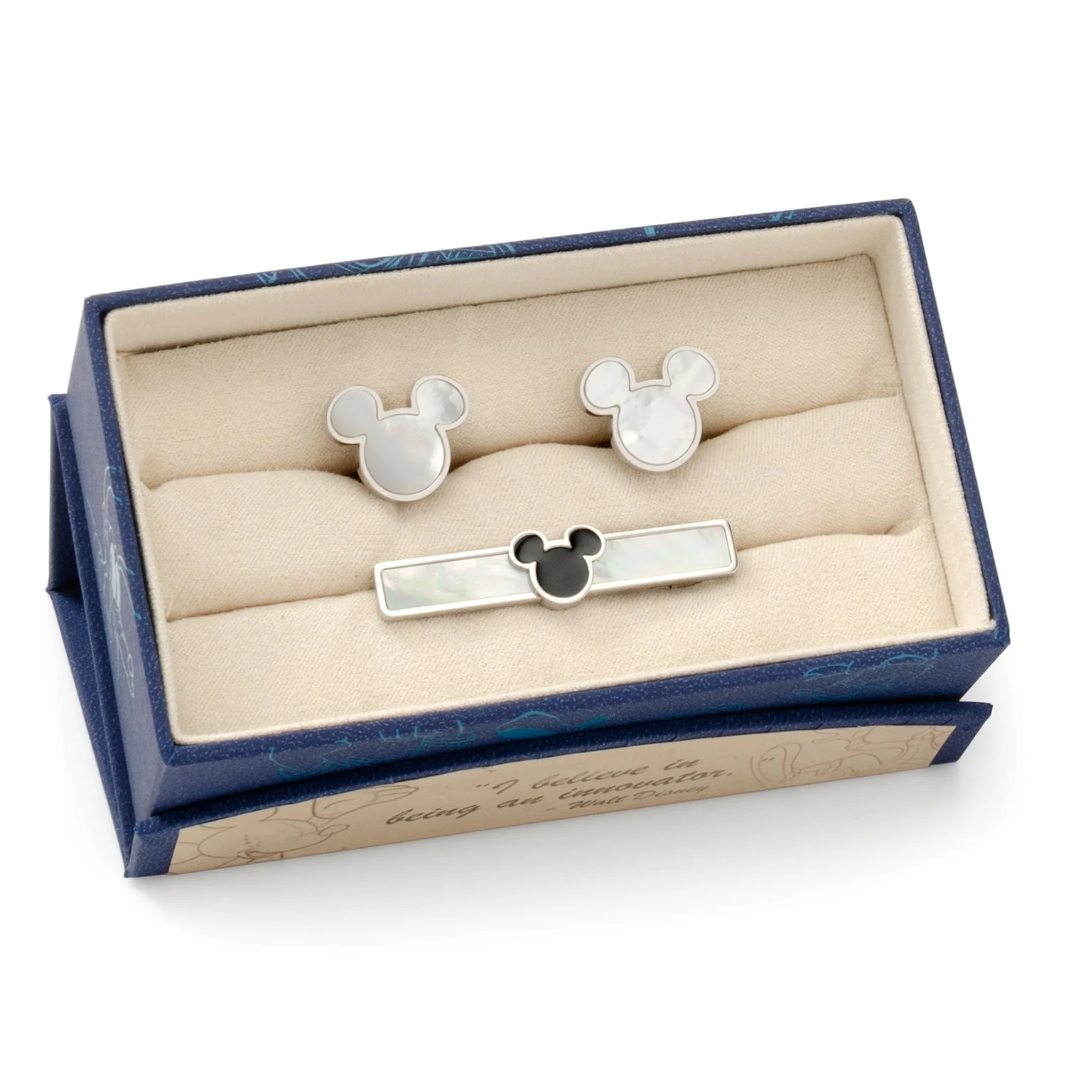 Disney Mickey Mouse Mother of Pearl Cufflinks and Tie Clip Gift Set - Image 6