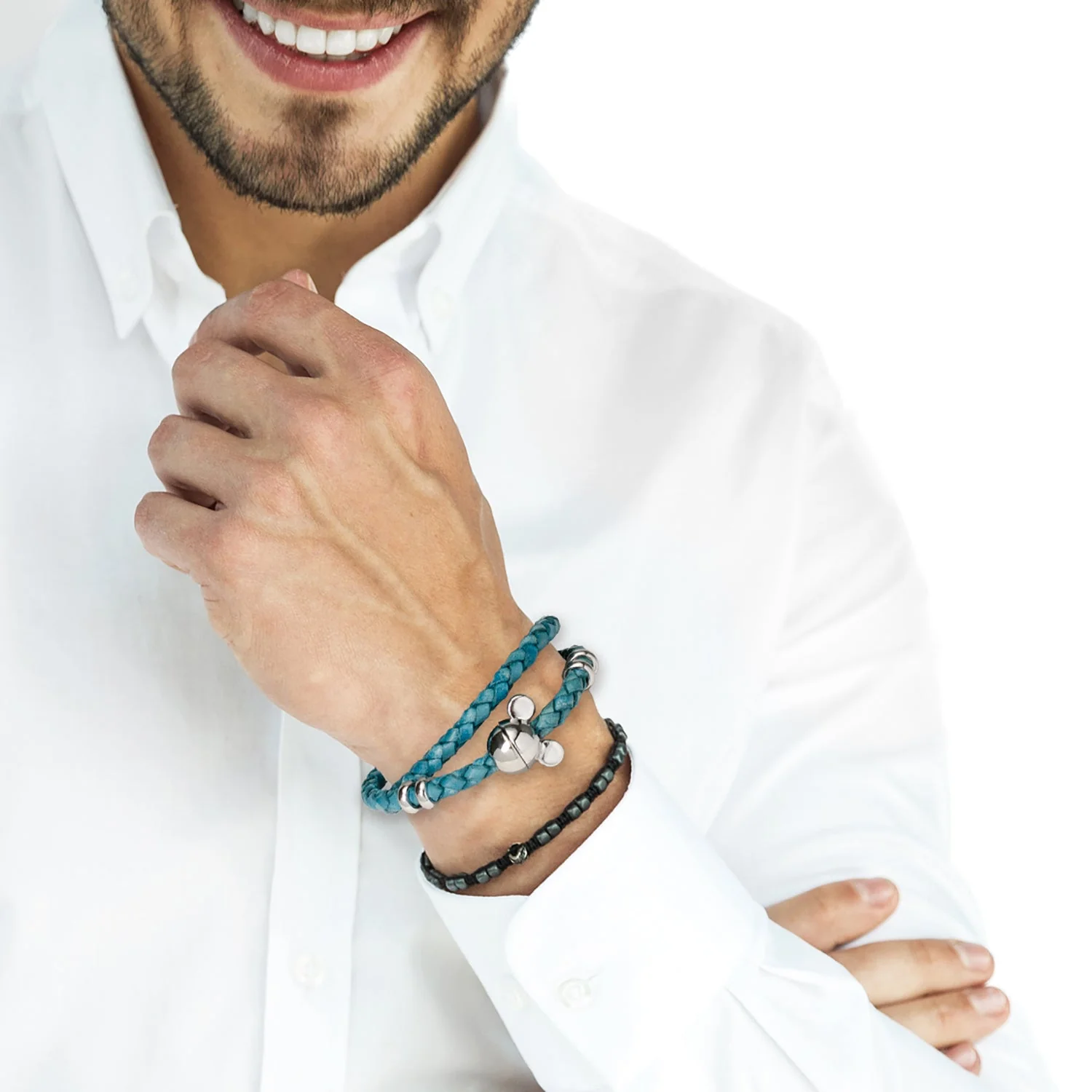Disney Mickey Mouse Silhouette Teal Leather Wrap Bracelet - Image 7