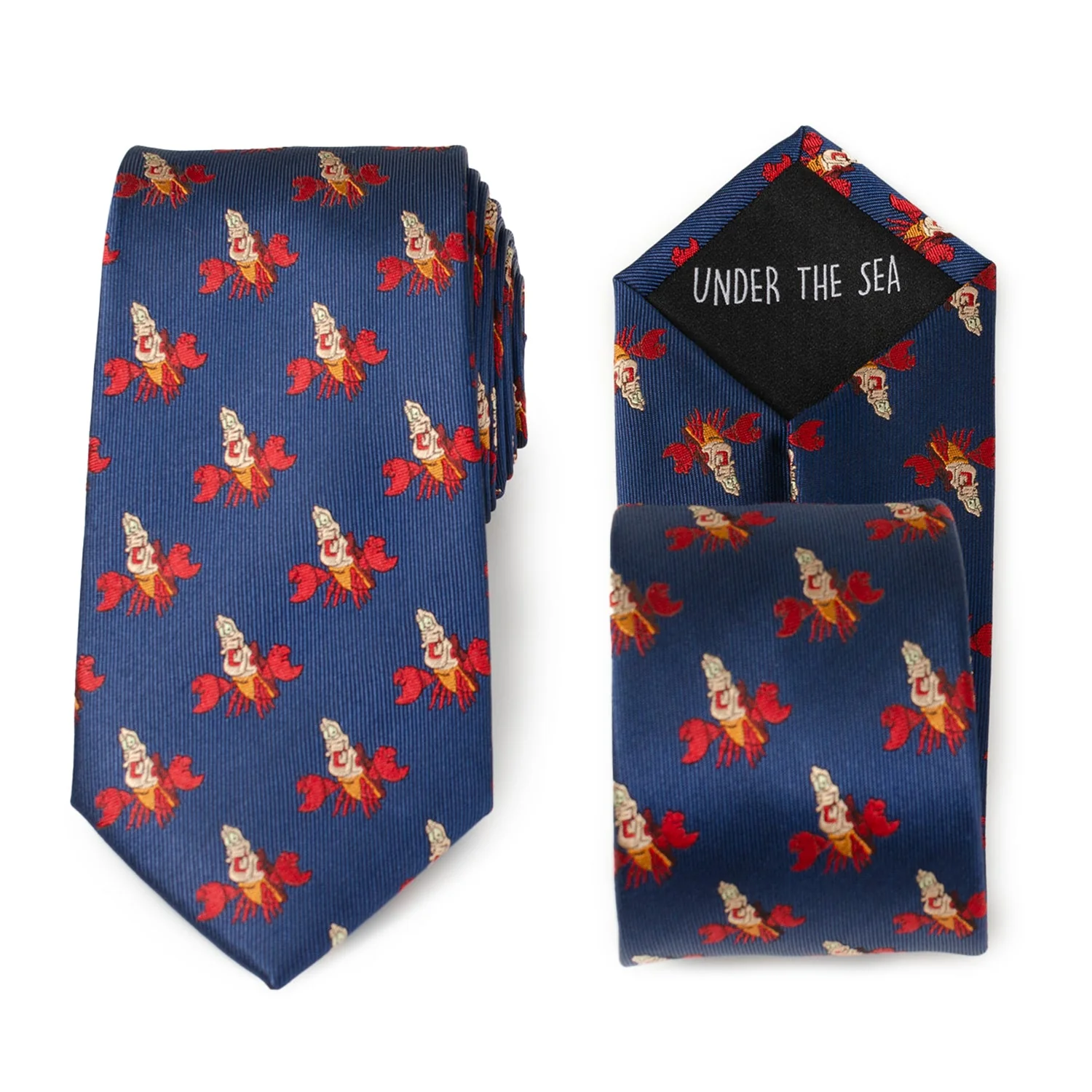 Disney The Little Mermaid Sebastian Hidden Message Blue Men's Tie - Image 2