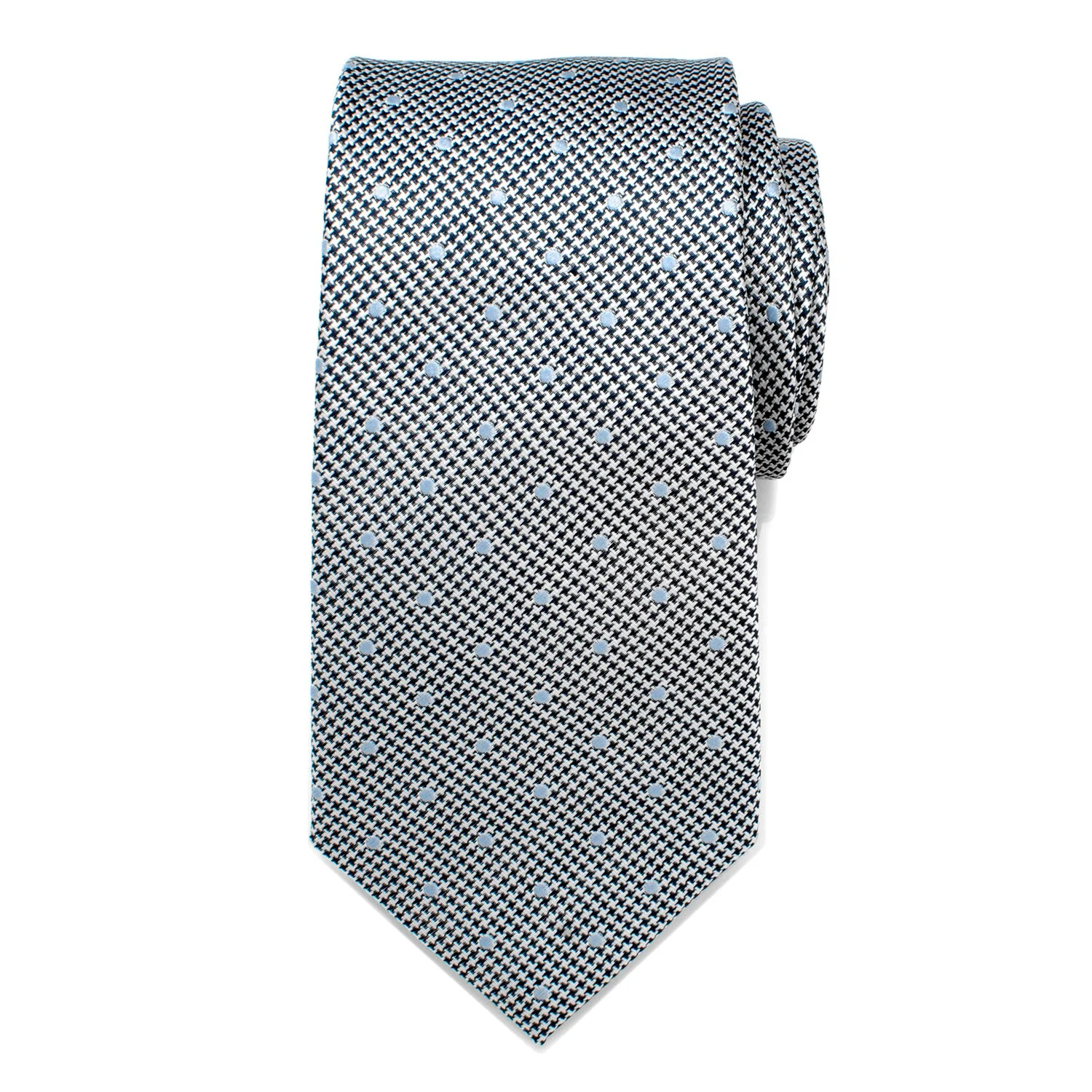 Dotted Herringbone Gray Silk Tie - Image 2