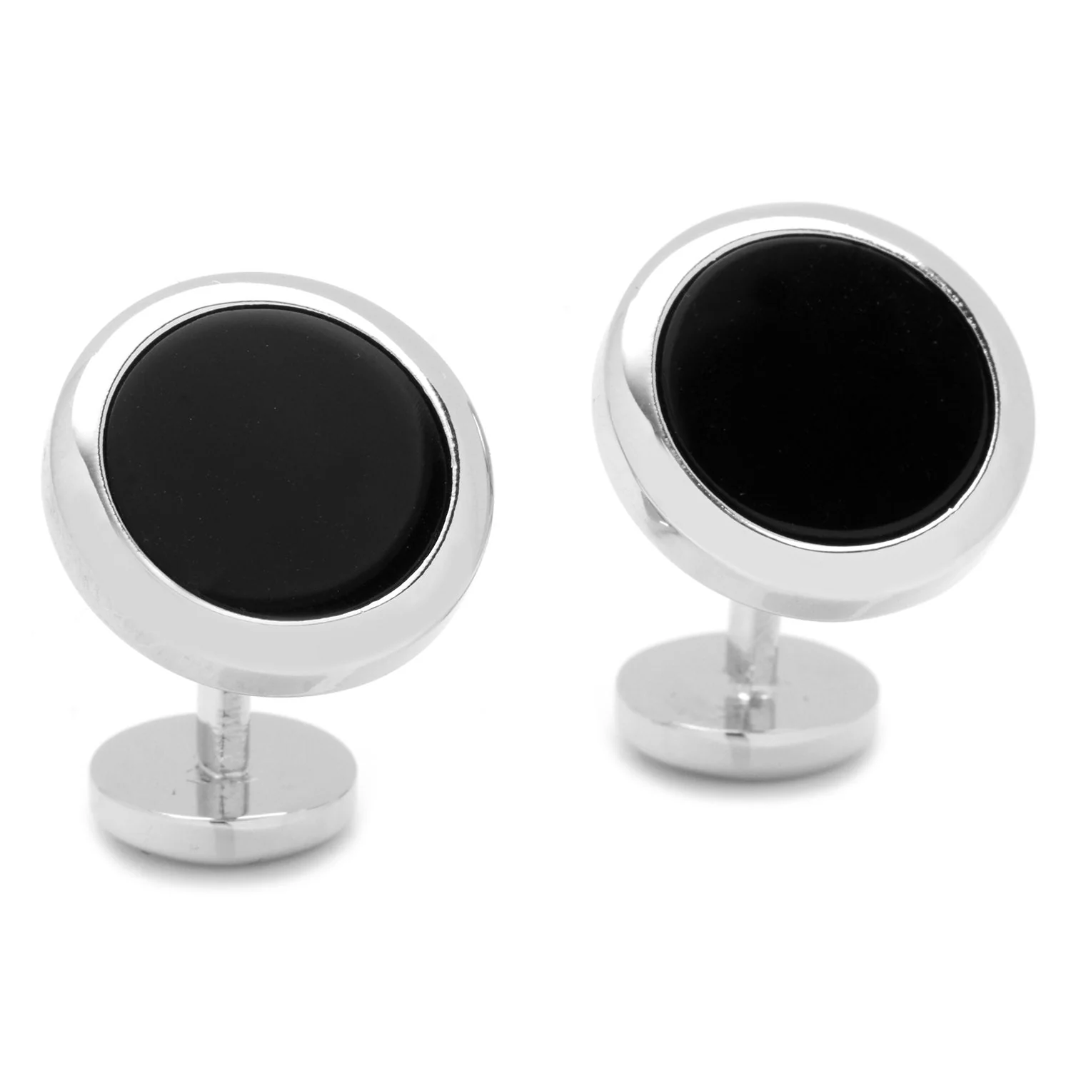 Double Sided Onyx Round Beveled Cufflinks - Image 2